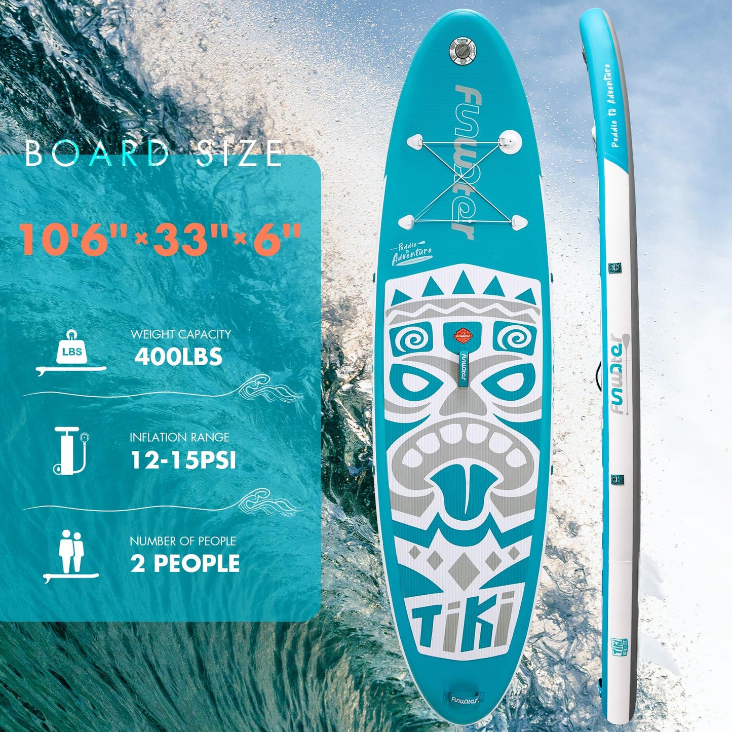 FunWater 10'6×33"×6" Inflatable Stand Up Paddle Board with Premium SUP Paddleboard Accessories, Wide Stable Anti-Slip EVA Deck,Paddle Boards for Adults & Youth of All Skill Levels
