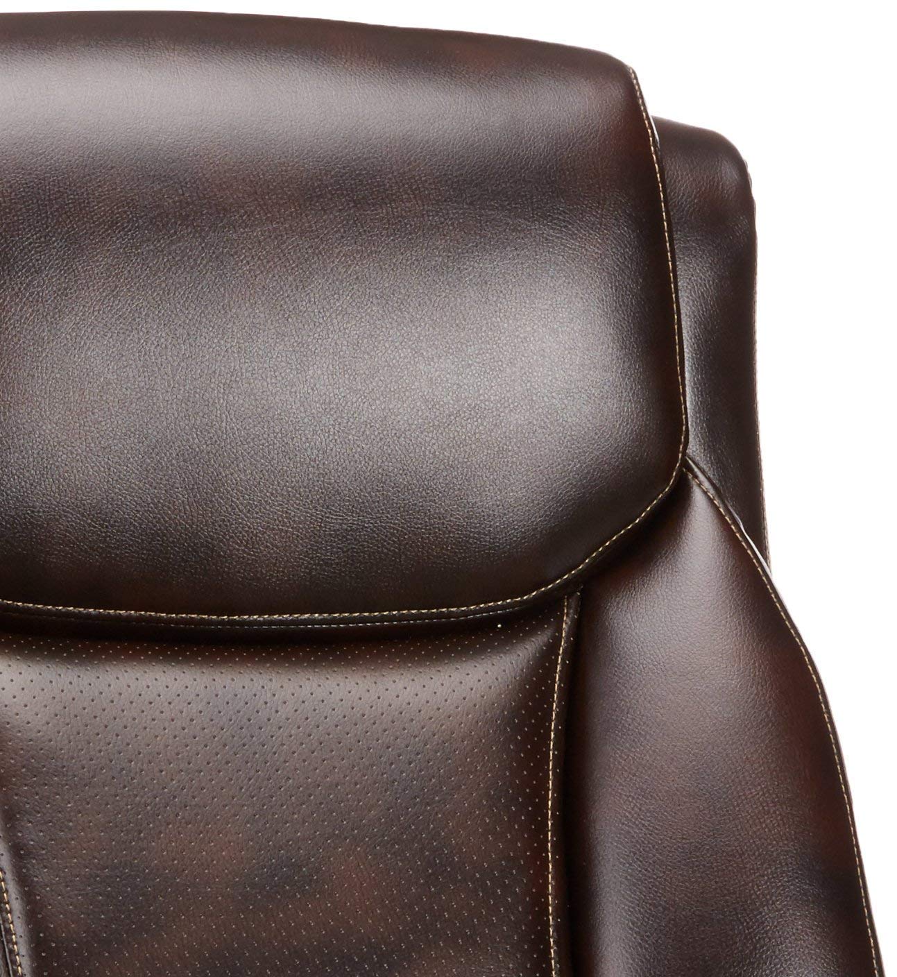 Amazon Basics Big and Tall Executive Office Chair with Lumbar Support, Adjustable Height, 360-Degree Swivel, 350-Pound Capacity, 28.5"D x 30.25"W x 47.9"H, Brown with Pewter Finish