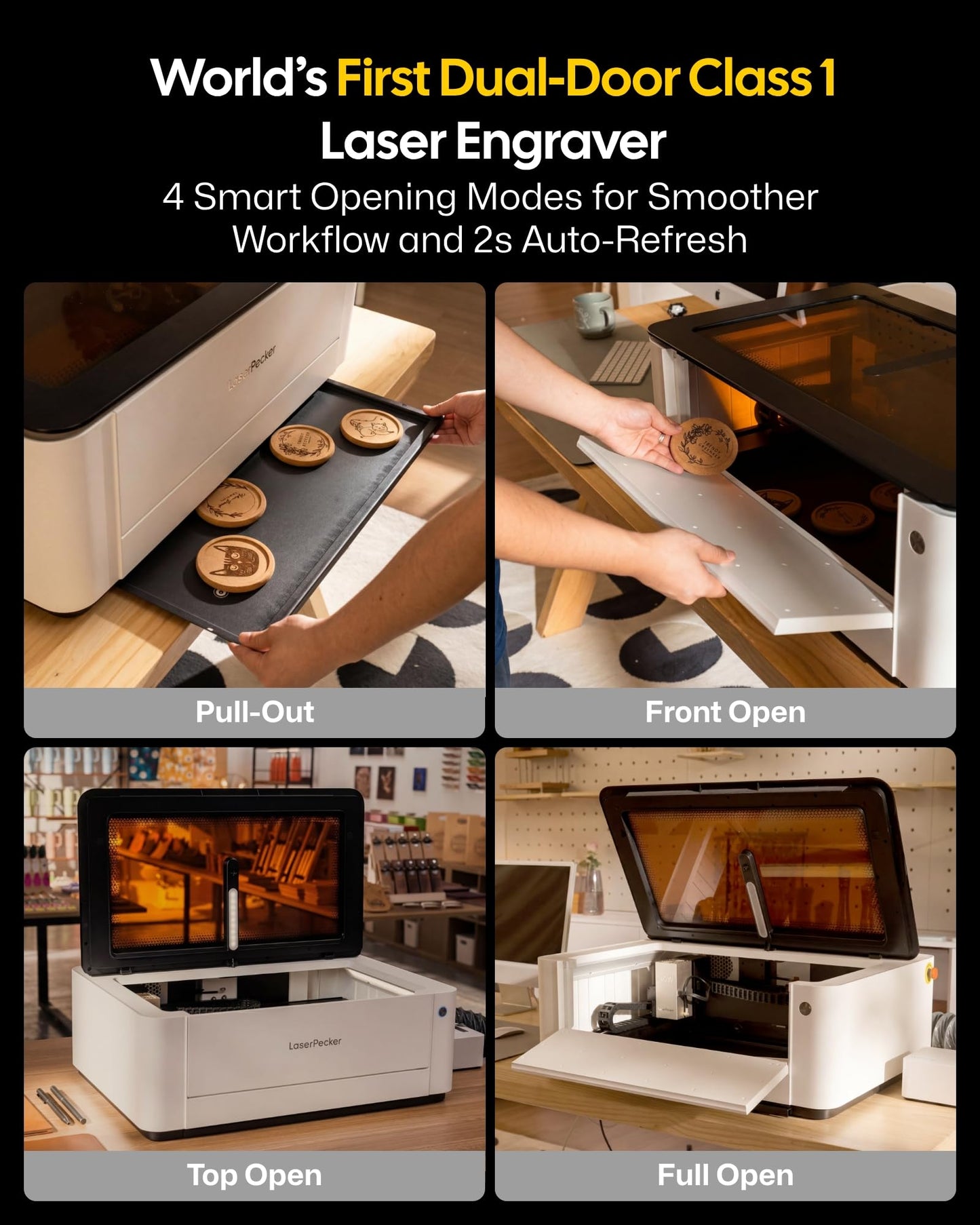 LaserPecker LX2 20W All-in-One Desktop Laser Engraver Cutter, 19.7" x 12" Large Working Area 1000mm/s High-Speed 12MP Camera Class 1 Safety Laser Engraving Machine for Wood Metal Acrylic, Basic Bundle