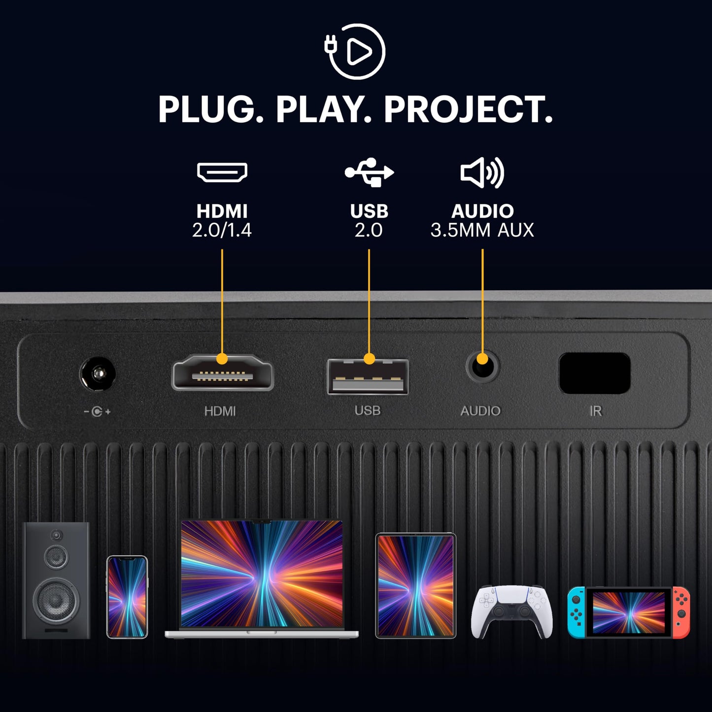 KODAK Flik X20 1080p Smart Projector - 1080p, 300 ANSI Lumens - Portable Projector with Wi-Fi, Bluetooth, ATV Dongle & Android TV 12 - Auto-Focus & Keystone Correction with 100" Screen & Tripod