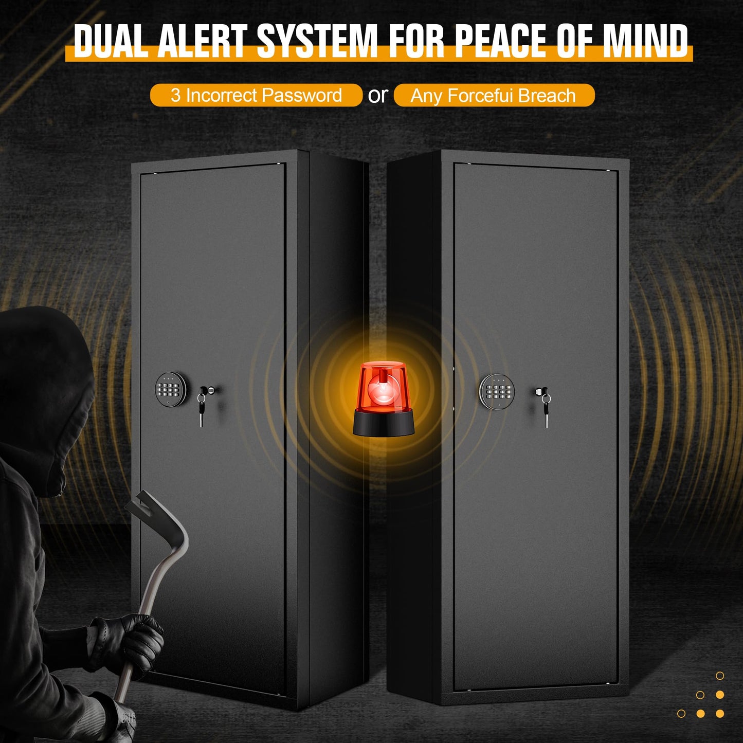 INTERGREAT 12-15 Gun Safe, Large Gun Safe for Rifles and Pistols, Quick Access Rifle Safe with 3 Removable Gun Racks and 4 Pistol Pockets, Digital Gun Cabinet with Dual Alarm and Mute Mode