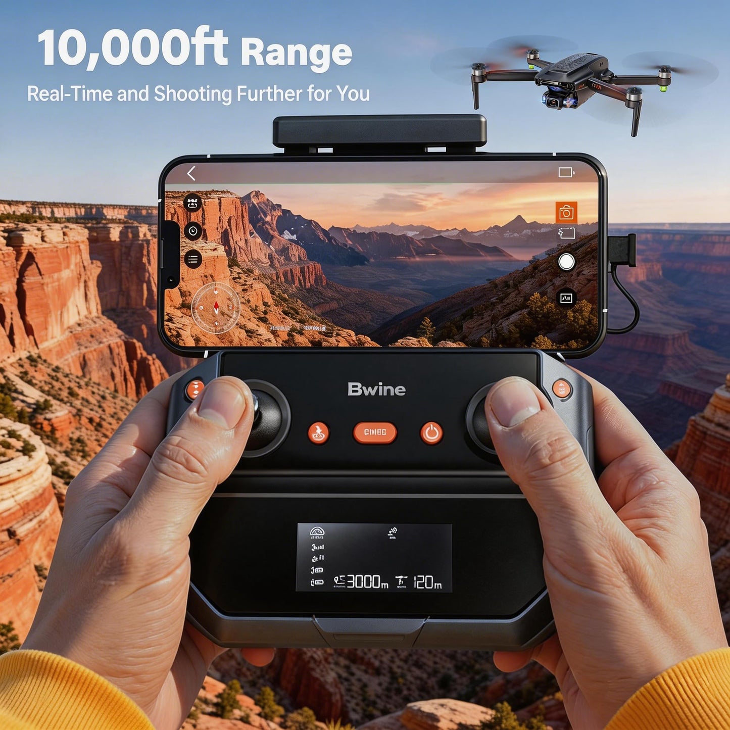 Bwine F7GIM 6K Photo Drone with Camera for Adults, 3-Axis Brushless Gimbal, 4K/30fps Video, GPS Smart Control, Plus 70Mins Flight Time, 10000Ft FPV Digital Transmission and TOF Safety Support