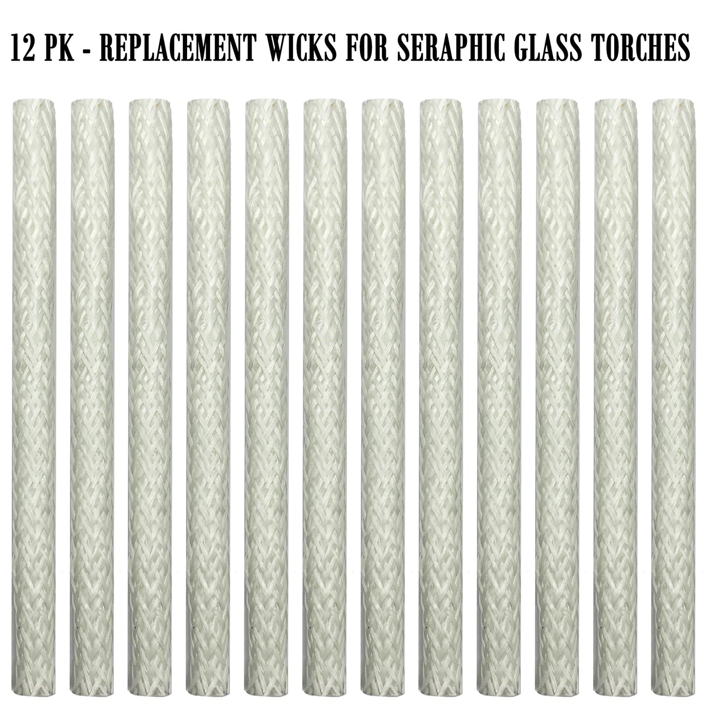 Seraphic Fiberglass Replacement Wicks for Tiki Torches, Pack of 12, 6 Inch, Ideal for Outdoor Use