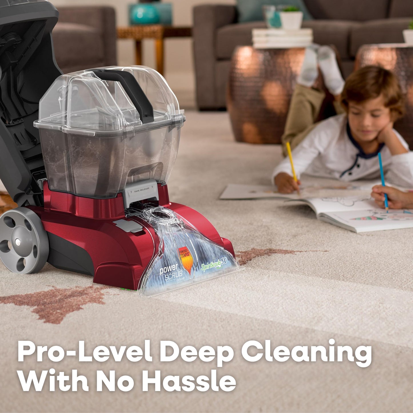 Hoover PowerScrub Deluxe Carpet Cleaner Machine, Deep Cleaning Carpet Shampooer Machine, SpinScrub Brushes, HeatForce Drying, Pet & Upholstery Tools, Pair with Hoover Carpet Cleaner Solution