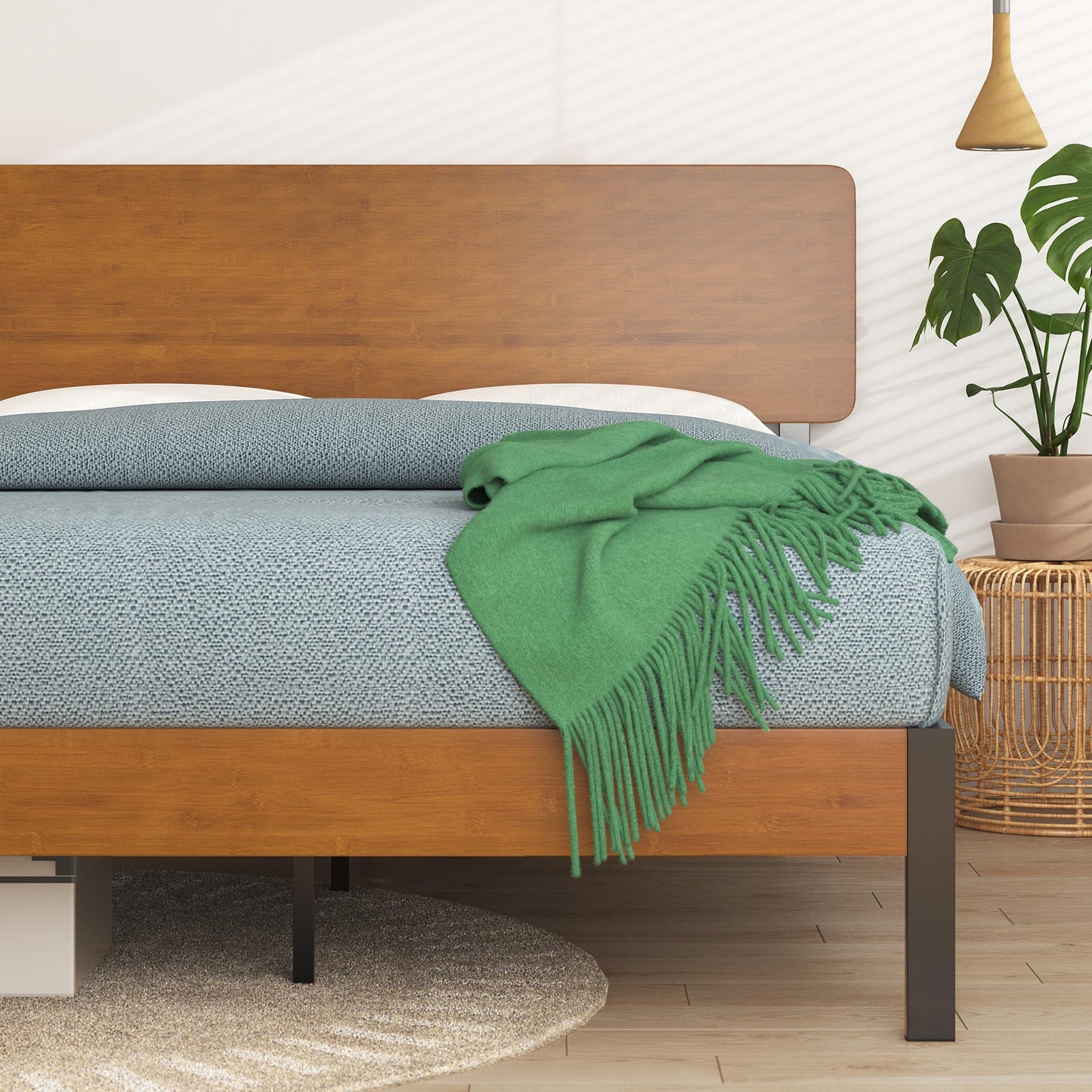 ZINUS Olivia Metal and Wood Platform Bed Frame / No Box Spring Needed / Wood Slat Support / Easy Assembly, Full