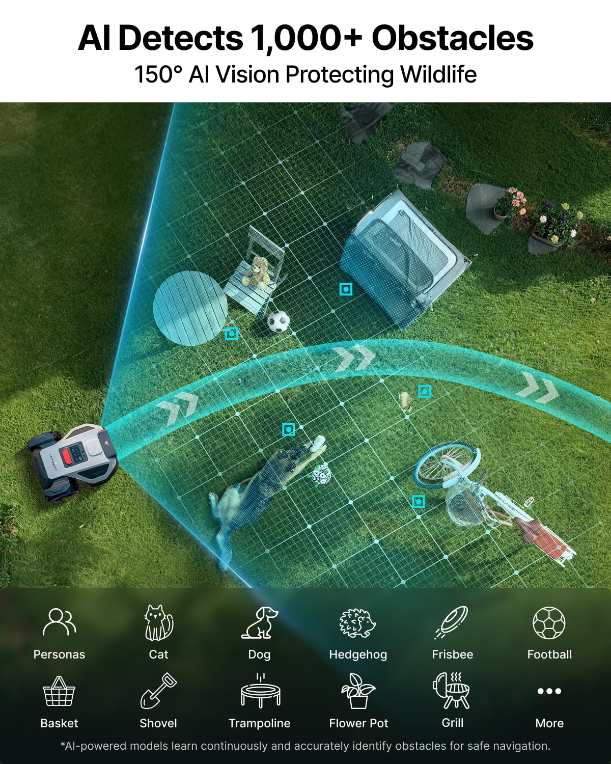 ANTHBOT M9 Robot Lawn Mower 1/4 Acre, Dual Vision+Full-Band RTK Robotic Lawnmower, No Perimeter Wire, App Control Obstacle Avoidance, 45% Slope, Cutting Height, Multi-Zone Mapping
