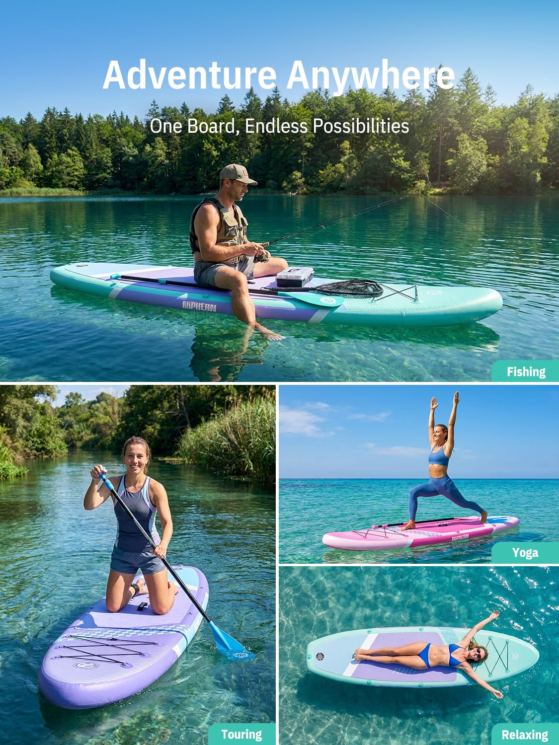 Niphean Inflatable Stand Up Paddle Board with SUP Accessories, Anti-Slip EVA Deck, 10’6’’ Inflatable Paddle Boards for Adults & Youth of All Skill Levels,Pink