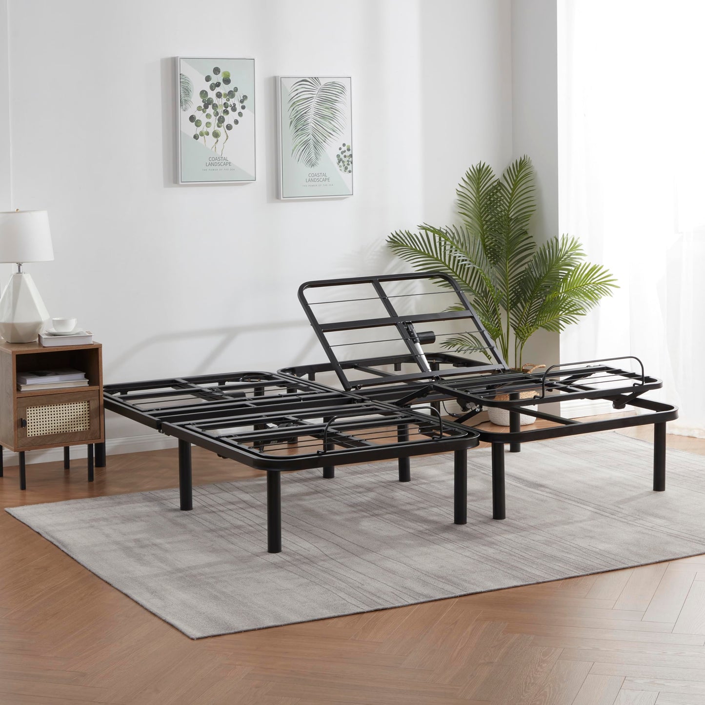 Nestl Basic Adjustable Bed Base, Split King Size Bed Frame, Motorized Head and Foot Incline, Adjustable Bed Frame, Wireless Remote, Fast & Easy Assembly