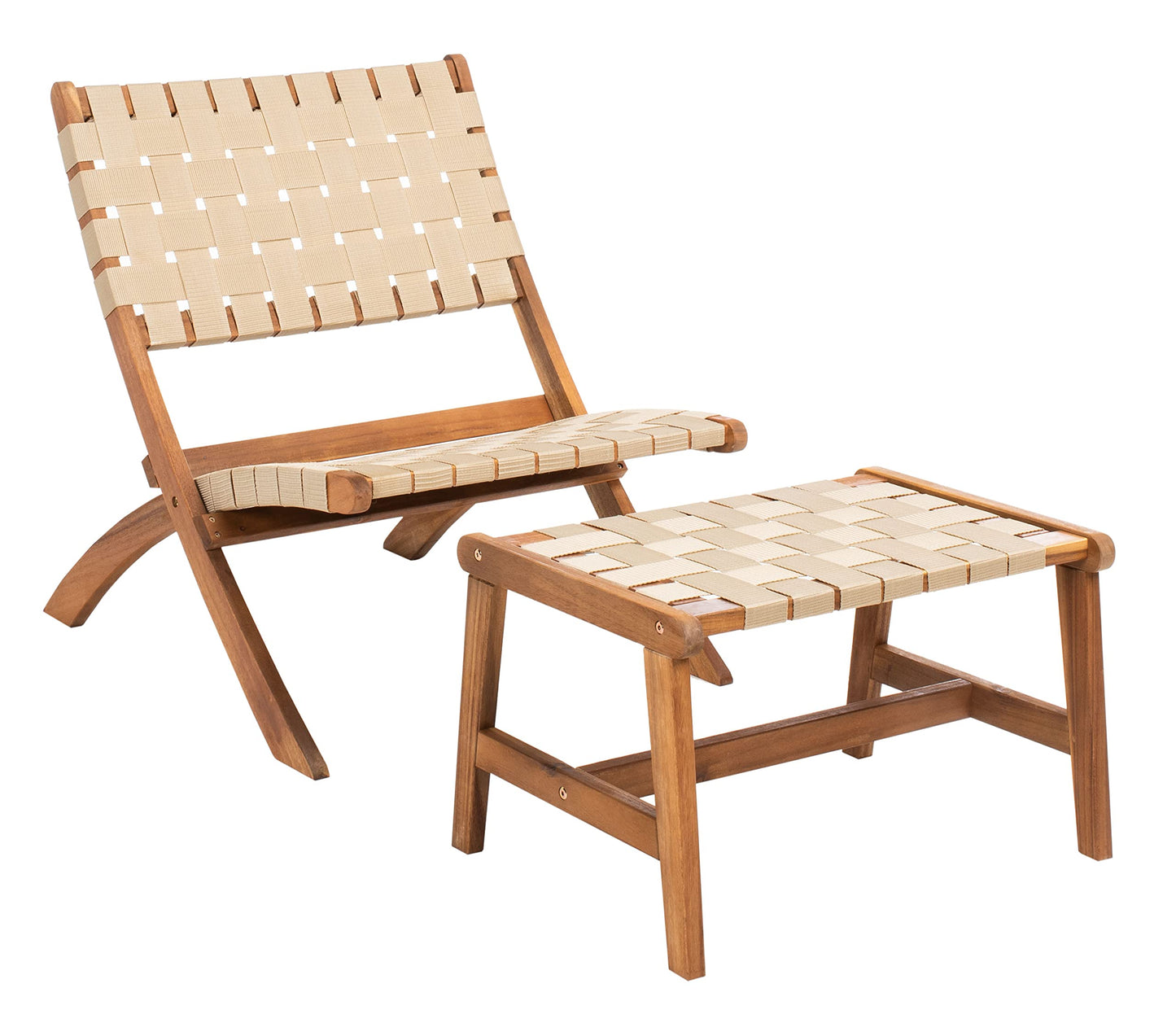 SAFAVIEH Outdoor Collection Darryl Acacia Wood 5-Piece Patio Set PAT7078A, Natural/Light Brown