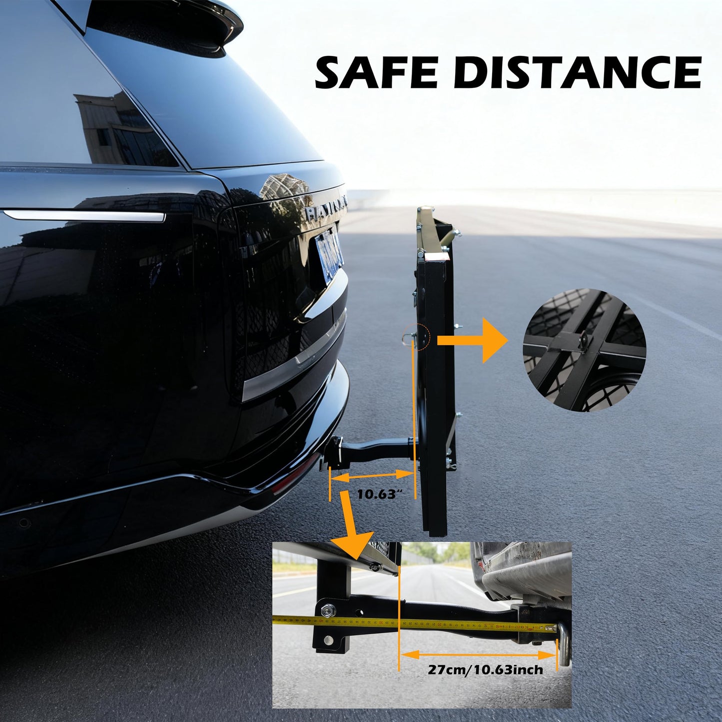 fouwick 60" x 24" x 13" Hitch Cargo Carrier, 600 Lbs Heavy Duty Folding Luggage Rack for SUV & Truck, Steel Mesh Cargo Carrier Hitch Mount Fits 2" Receiver, Powder Coated Vehicle Cargo Basket