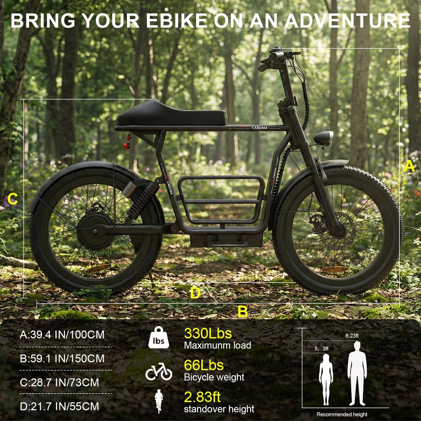 Caroma Electric Scooter with Seat for Adults, 1000W Peak Motor, 25Miles Range & 20Mph, Multiple Suspension, Electric Motorcycle Mini Bike with Basket for Pet s& Cargo, UL 2272 Certified