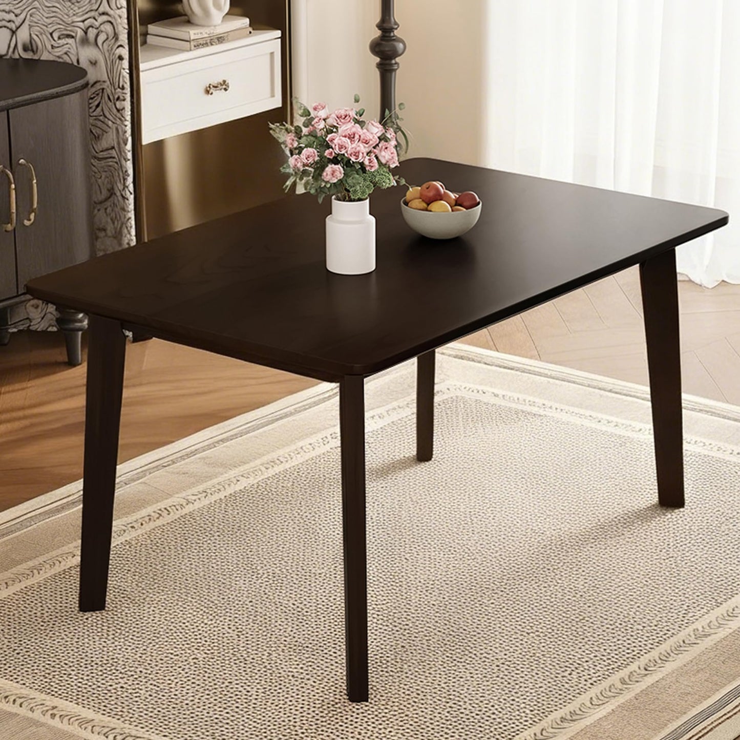 Merax Merax Farmhouse 47" Rectangular Dining Table, Solid Wood Kitchen Table Fits up to 4,Space Saving, Easy Assemble Espresso