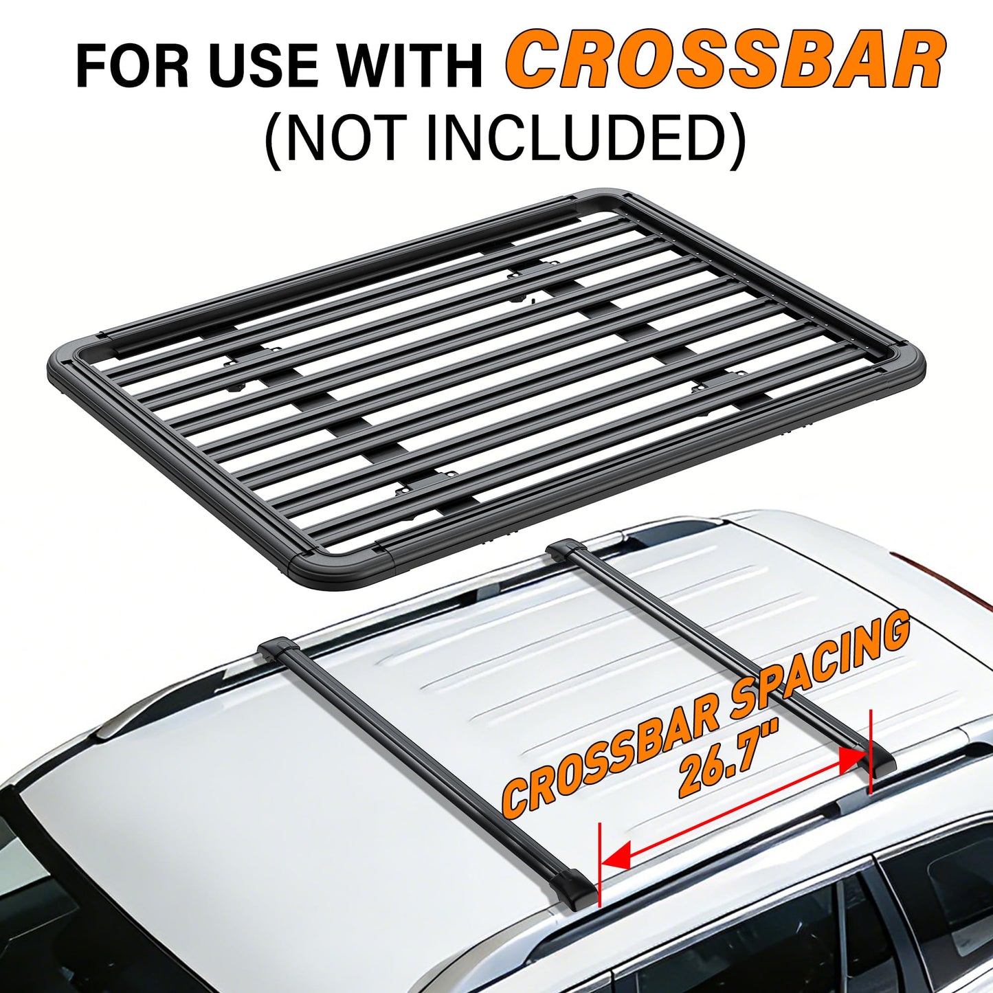 WILDROAD Aluminum Roof Platform, 63" x 47" Universal Flat Roof Rack Heavy Duty Roof Rack Platform with 10 Sets Eye Bolt Nut and T-Screws Anchoring Kit Fits for SUV, Truck