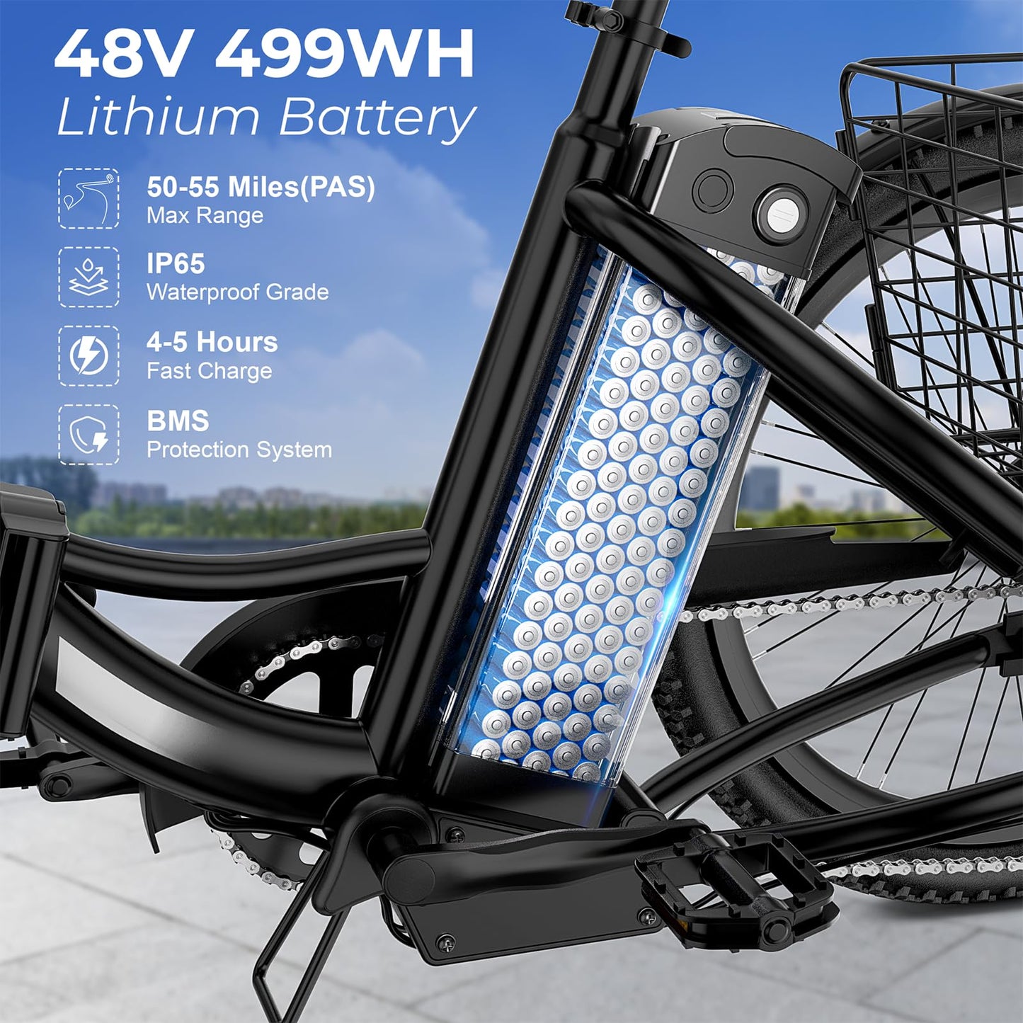 ANCHEER Electric Tricycle for Adults, Peak 600W Electric Trike, 24" 499Wh Folding 3 Wheel Ebike for Adults & Seniors, 15.5MPH & 55Miles Electric Bike, Rear Differential, Rear Basket UL2849 Compliant