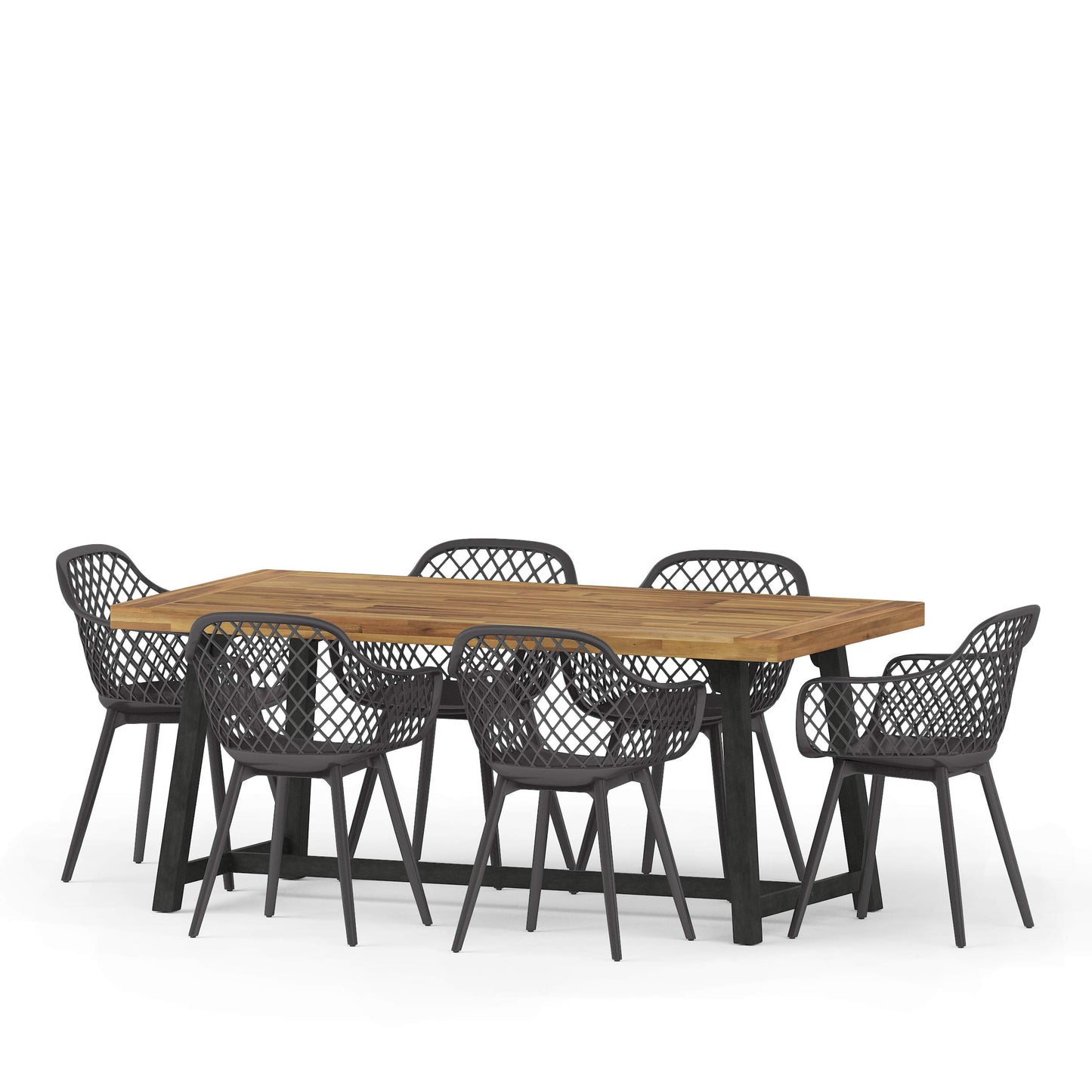 Christopher Knight Home Patrice Outdoor Dining Sets, Black + Sandblast Black