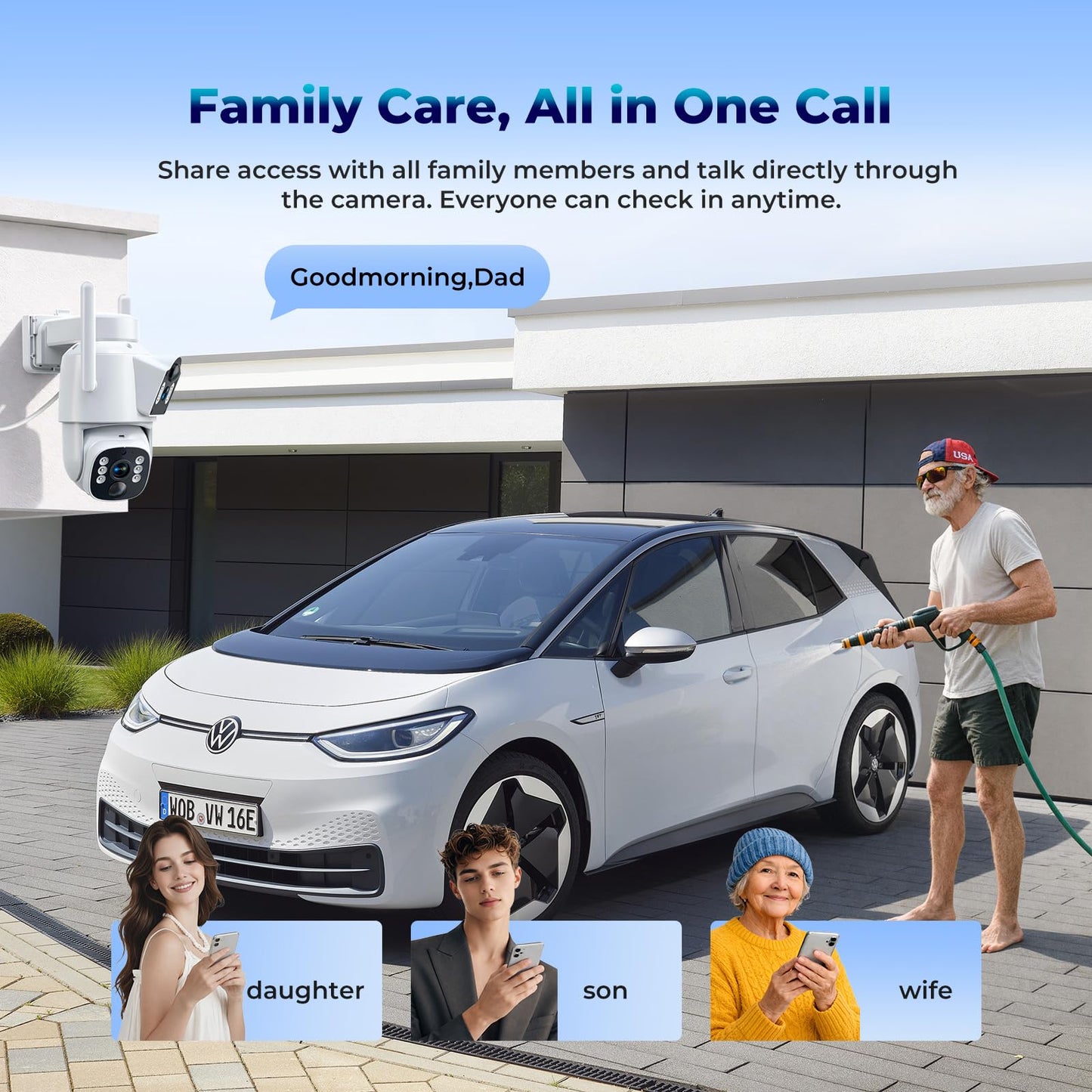 Camcamp Solar Security Cameras Wireless Outdoor,Dual-Lens Solar Camera System for Home Security, 4 Cameras (8 Screen), 10CH NVR with 500GB HDD, 360°PTZ, No Monthly Fee, Color Night Vision