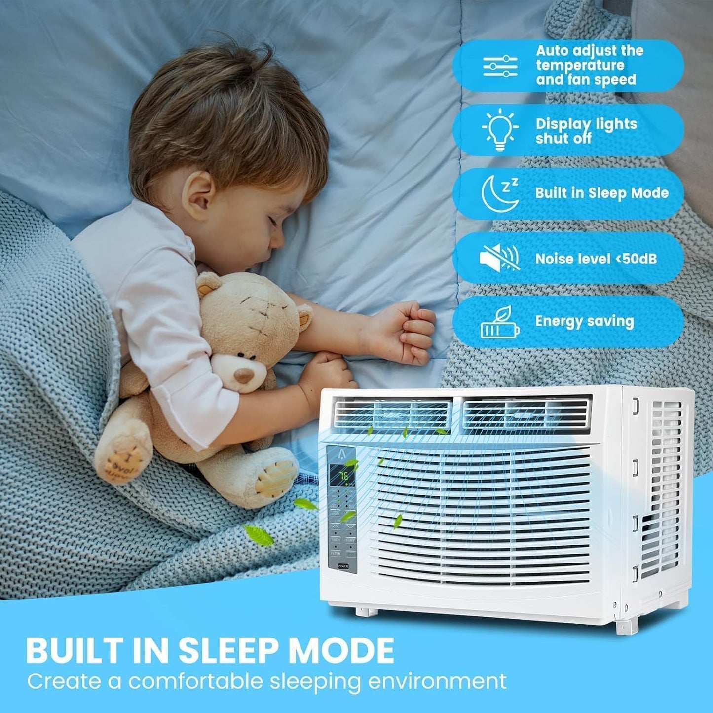 Garvee 6,000 Btu Window Air Conditioner, WiFi & App Control, Ultra Quiet, Enabled Saddle Window AC Unit Cools Up to 300 Sq. ft, Cooling, Dehumidifier, Flexible for Home/Office