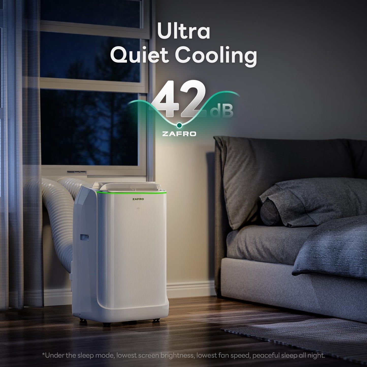 ZAFRO Smart Inverter Portable Air Conditioners, 16000 BTU (12000 BTU SACC) Dual Hose Portable AC Unit with Energy Saving/Ultra Quiet(42dB)/Drainage-free Cooling/APP/Remote for Multi-Scenario Use
