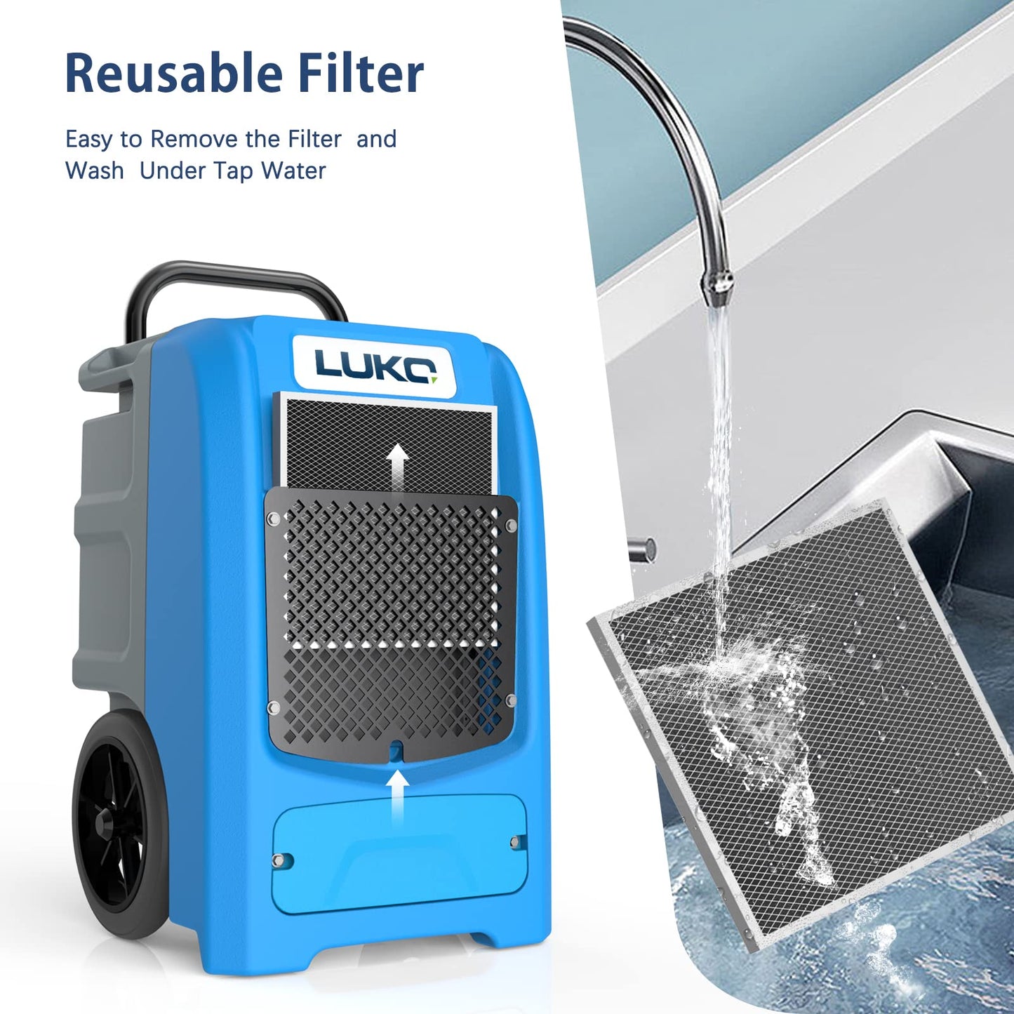 LUKO 190 PPD Commercial Dehumidifier with Built-in Pump & Hose, for 8000 Sq Ft Large Space，Basements, Crawl Spaces, Warehouse, Water Damage Restoration, 5-Year Warranty
