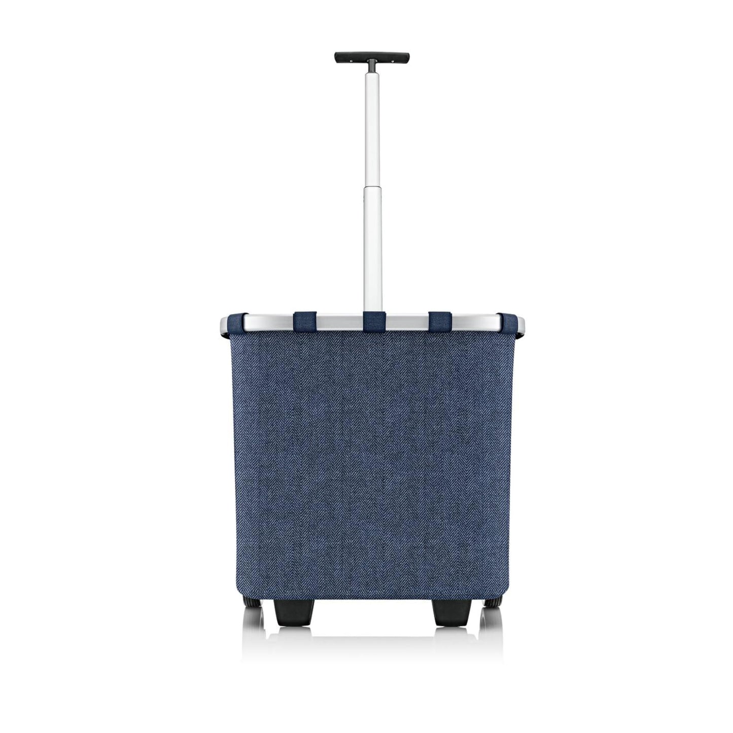 reisenthel carrycruiser Herringbone Dark Blue - Portable Shopping Trolley with Sturdy Aluminum Frame, Shoulder Strap and Removable mesh Inner Bag -Water-Repellent