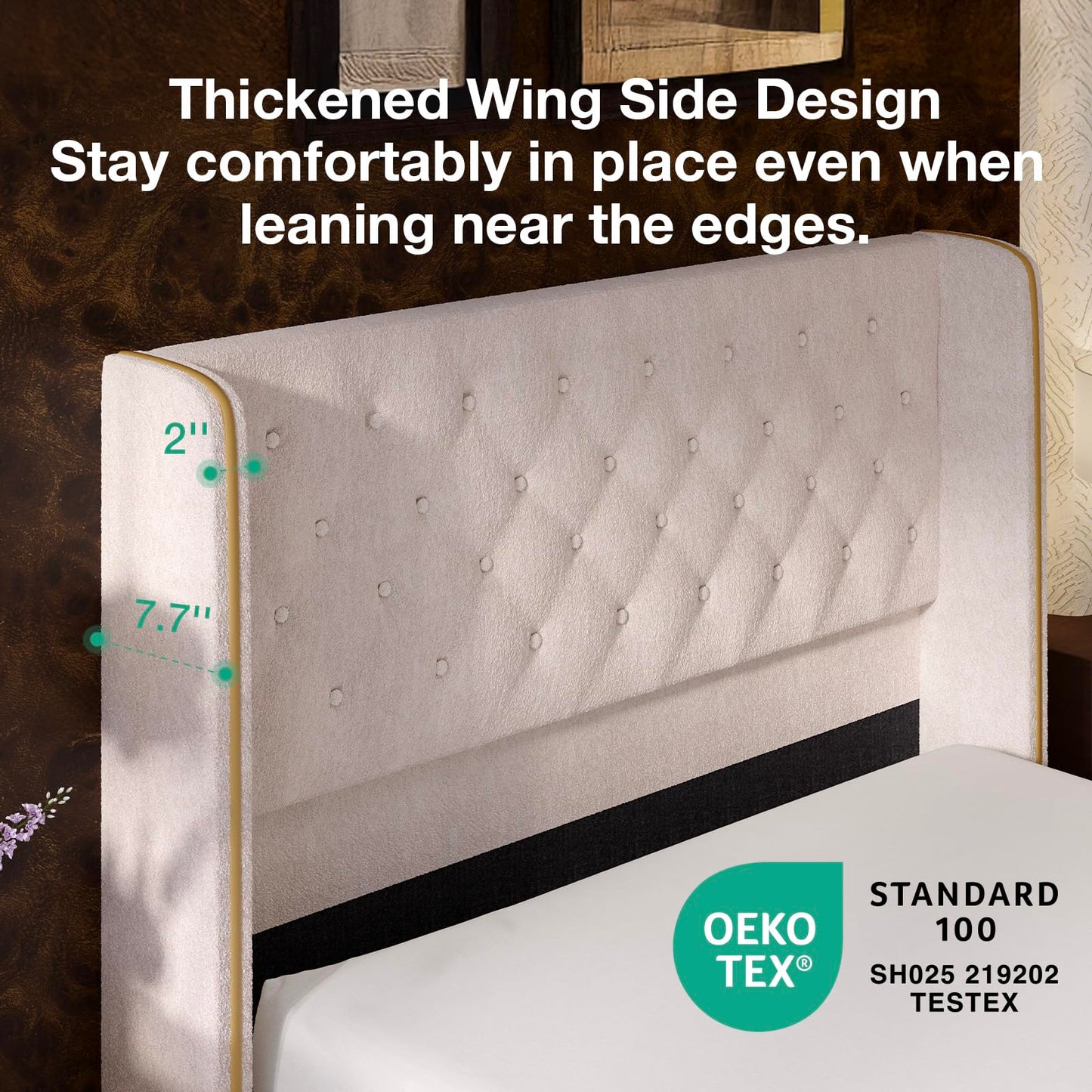 Novilla Bed Frame Queen Size, Queen Bed Frame with Headboard, Sea-Lion Velvet Upholstered Tall Queen Bed Frame with Wingback and Footboard, Button Tufted/No Box Spring Needed/Heavy Duty Feet/Cream