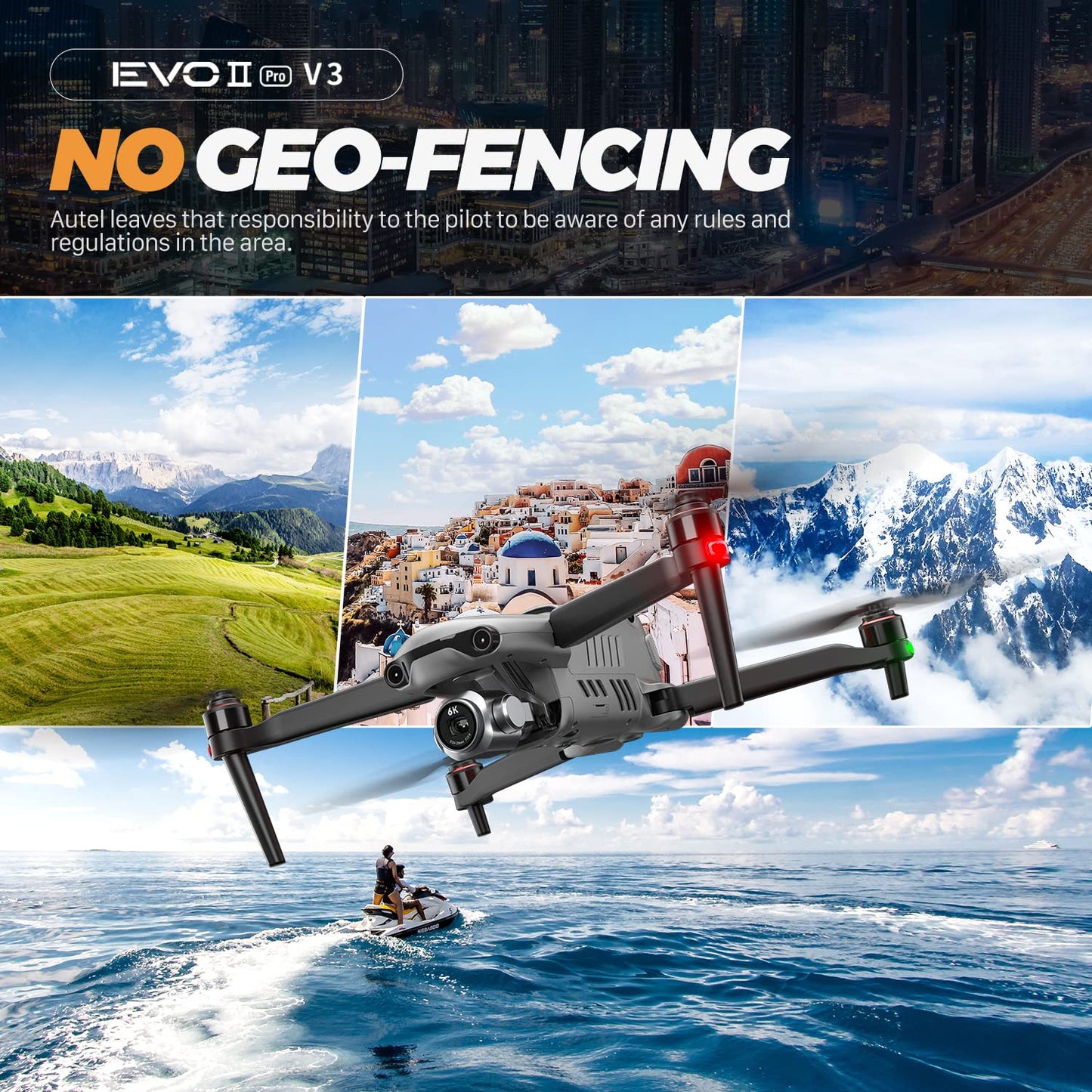 Autel Robotics EVO 2 PRO V3, Son-y 1" CMOS Sensor & 12-Bit Image 6K HDR Video EVO II Pro V3 Rugged Bundle, Moonlight Algorithm 2.0, 40 Minutes, 15KM Transmission, 360° Obstacle, SkyLink 2.0