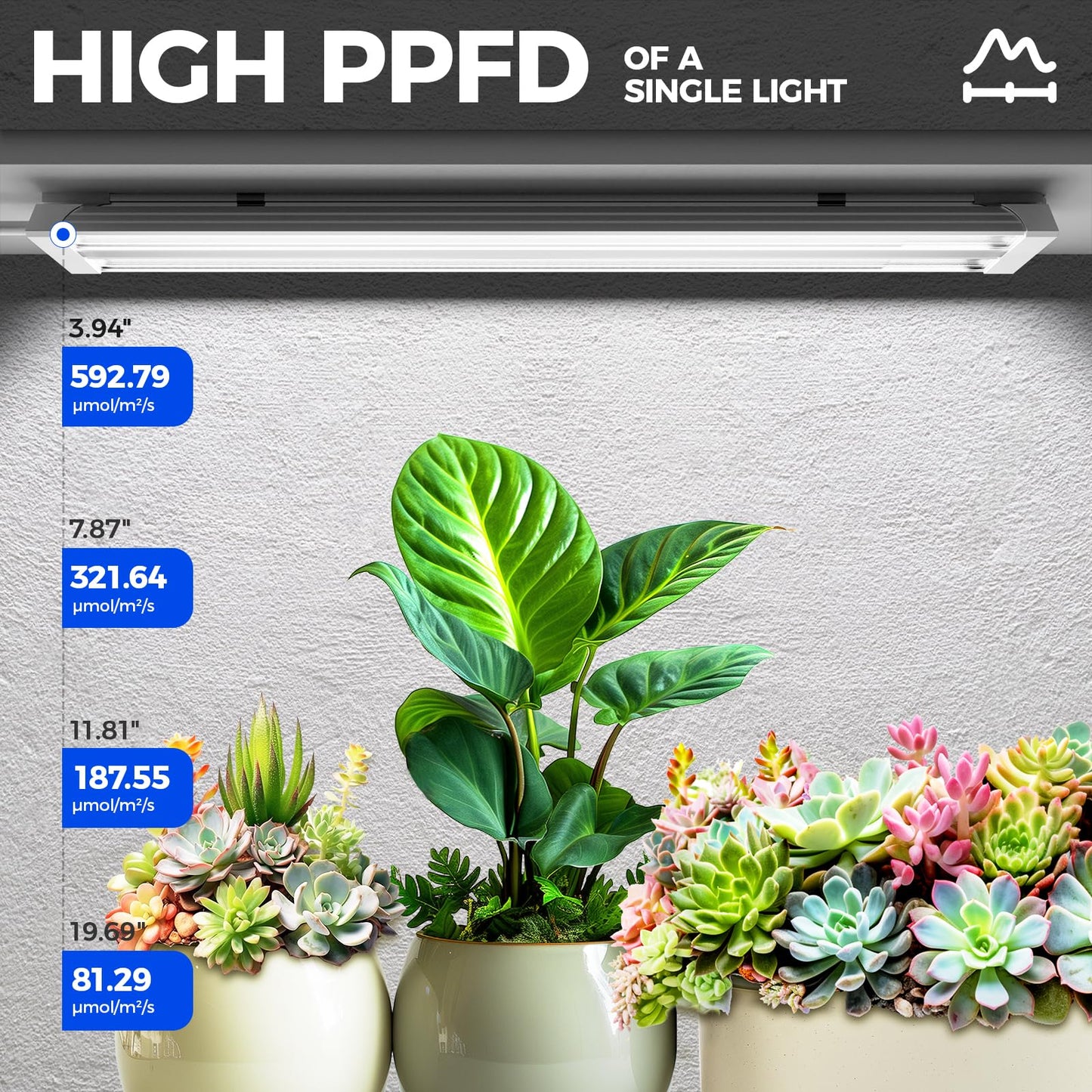Barrina TX36 Grow Light for Indoor Plants, 36W Equivalent, 5000K Full Spectrum, 2FT Size, Aluminium and PC, 1 Pack