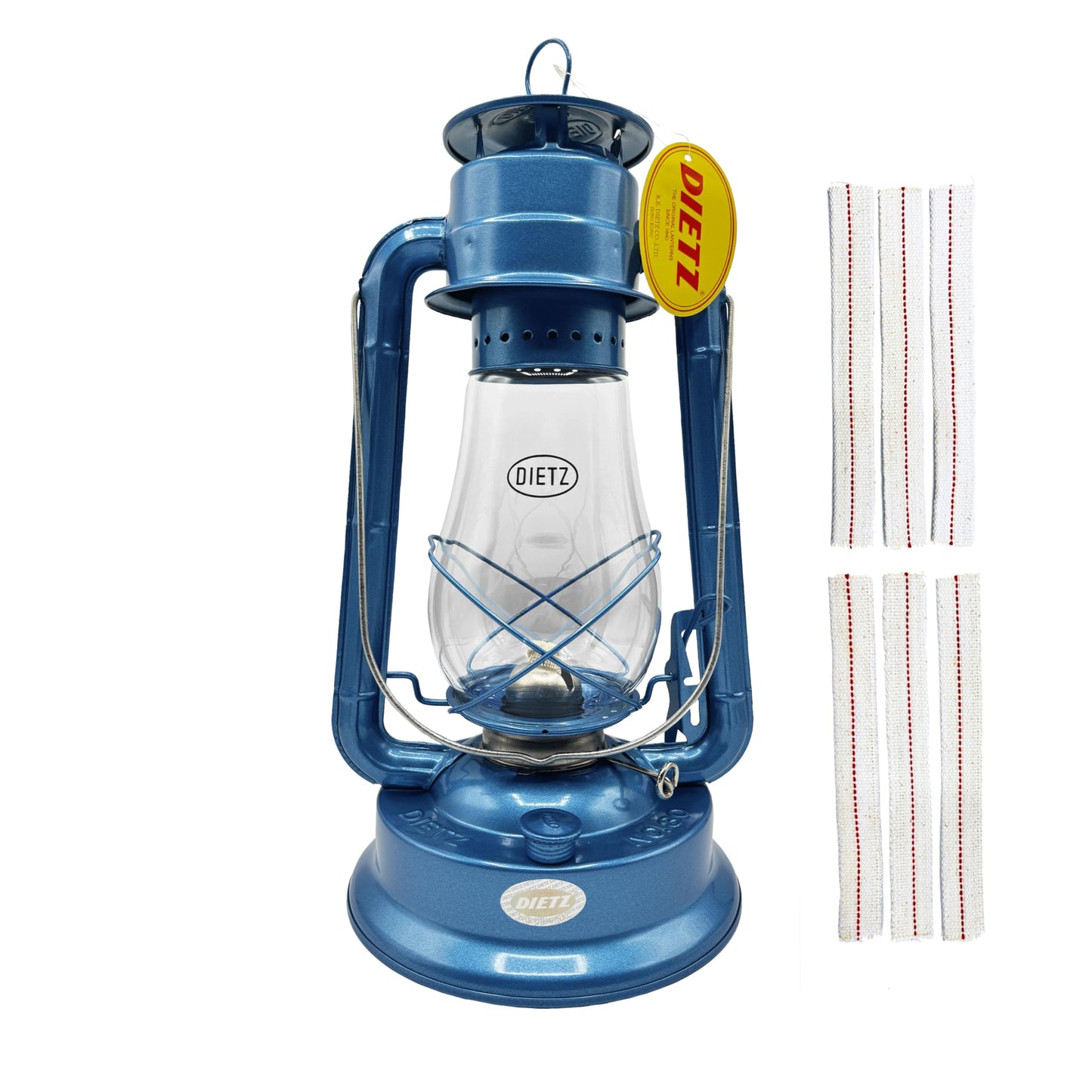 LIGHT OF MINE Blizzard Oil Lantern - Borosilicate Glass, Blue, Model PARE-CHIMN, Includes 7/8in Replacement Wick Strips