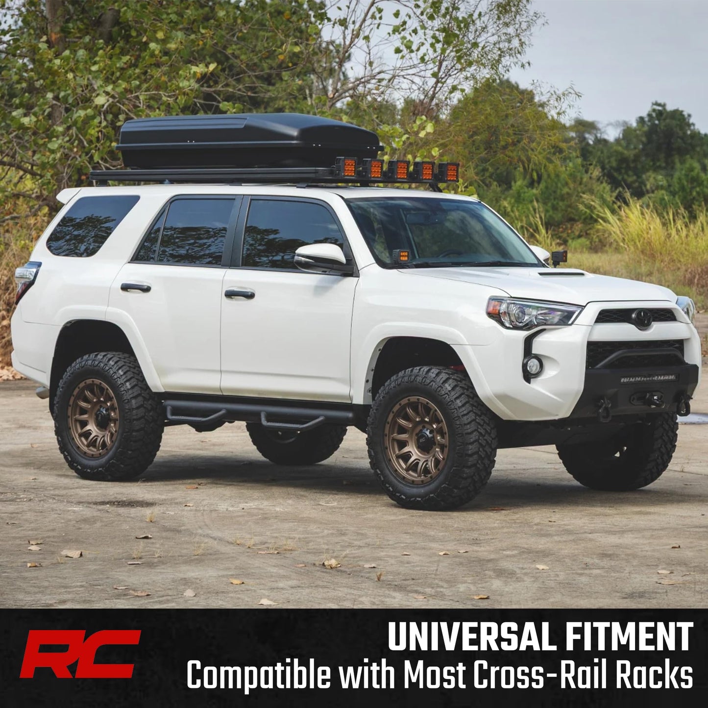 Rough Country Rooftop Cargo Box 14.5 Cu Ft – Hard Shell Roof Rack Storage Carrier, Strut Assisted, Lockable & Weatherproof, No Drill Install