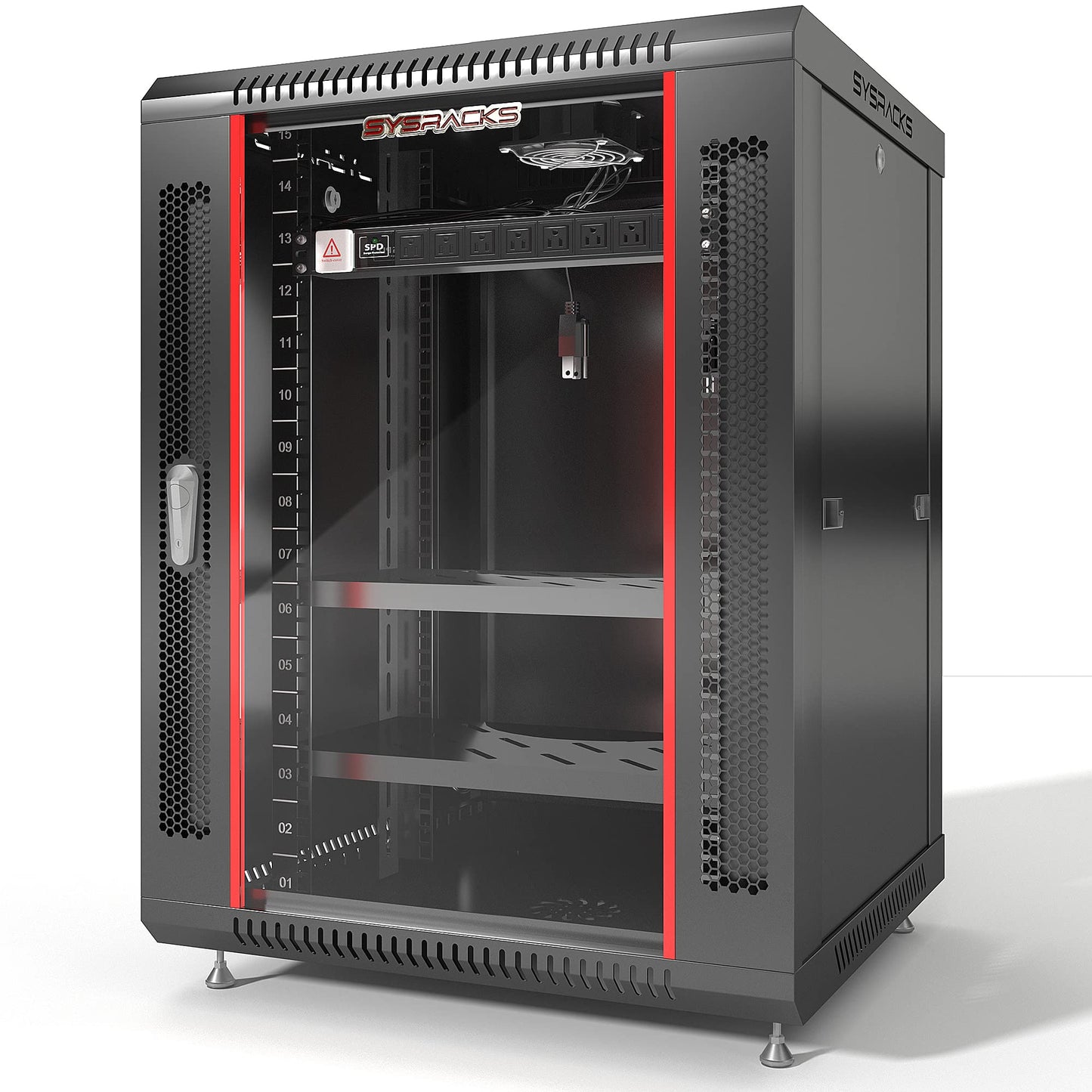 15U Wall Mount Server Rack Cabinet – 19" Network Rack Enclosure, 24" Deep Data Rack Cabinet with Fan, PDU & 2 Shelves for IT Equipment, Switches and Patch Panel