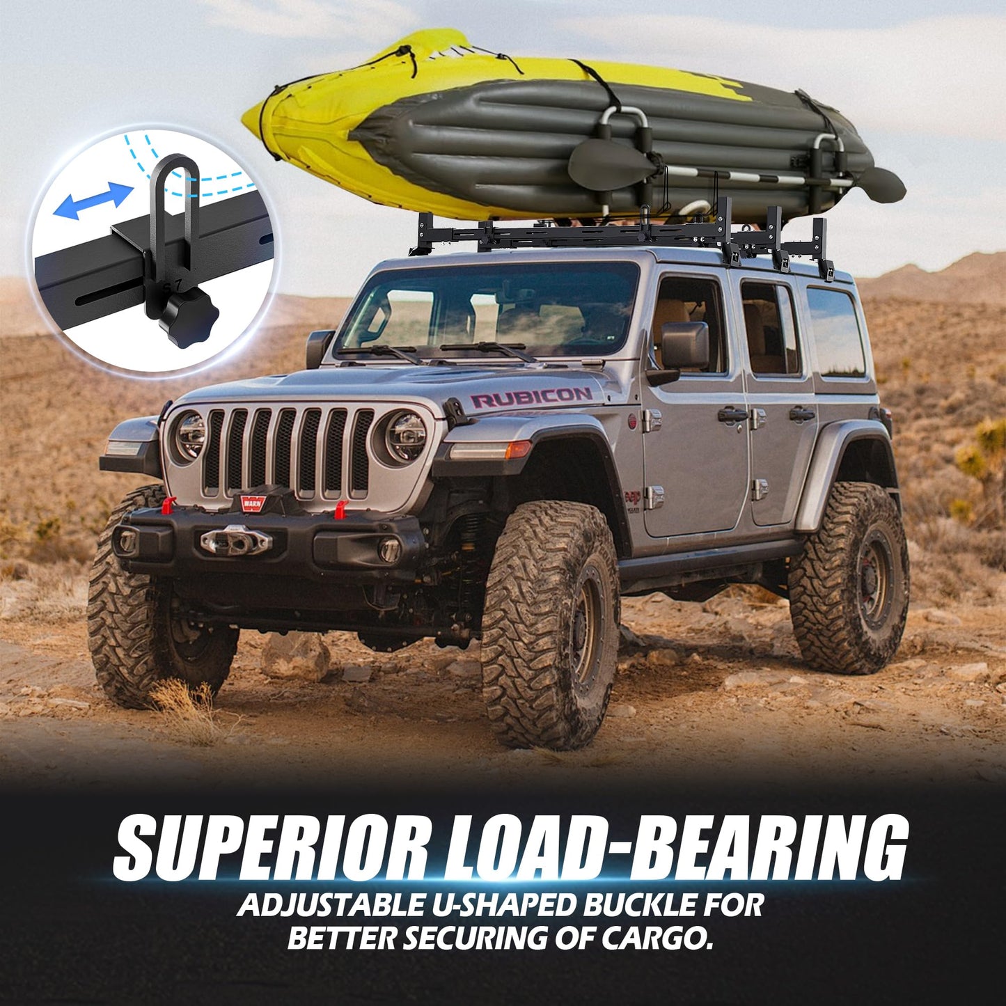 XOOKUN Heavy Duty Roof Rack Cross Bars Fit for Jeep Wrangler JL JK Gladiator JT 2007-2024,(2 & 4 Door) Steel Crossbars Rooftop Cargo Bag Kayak Bike Carrier