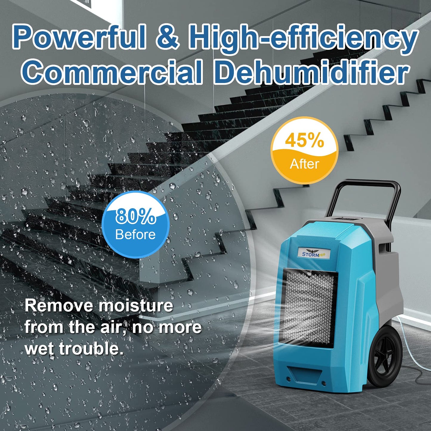 ALORAIR 180 Pints LGR Industrial Dehumidifier with Pump and Drain Hose, Portable Commercial Dehumidifier with Wheels for Home, Basements, Garages, and Job Sites, 6-Year Warranty