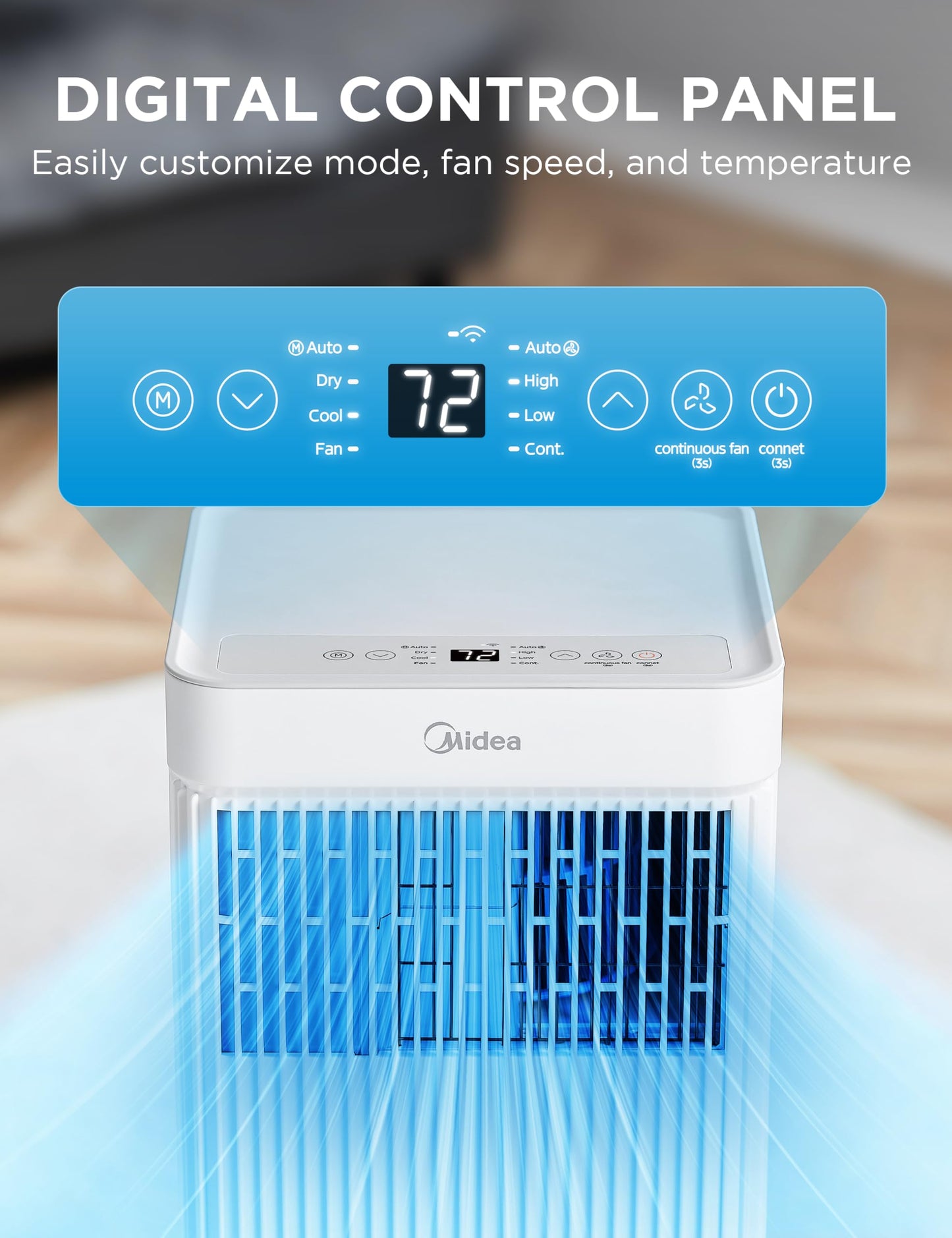 Midea 10,000 BTU ASHRAE (7,100 BTU SACC) Portable Air Conditioner, Smart Control, Cools up to 300 Sq. Ft., with Dehumidifier & Fan mode, Easy- to-use Remote Control & Window Installation Kit Included