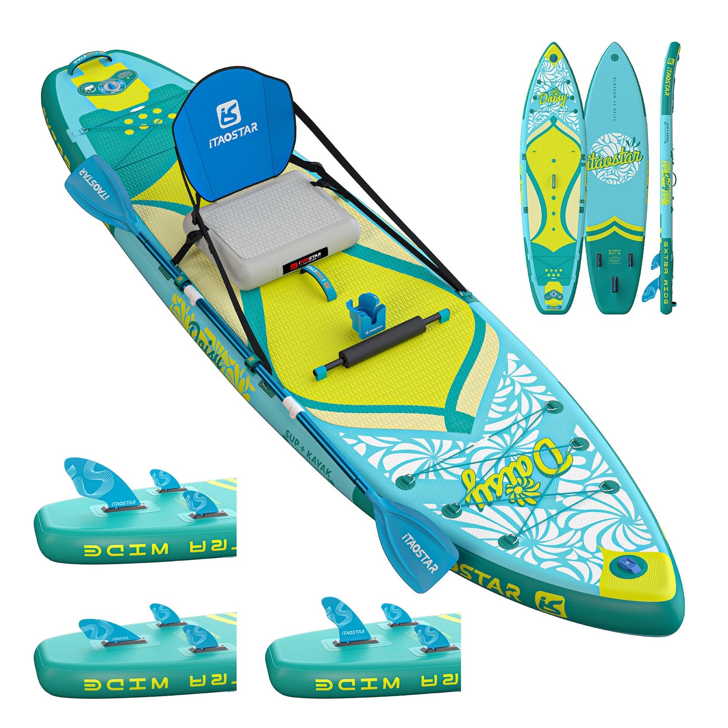 iTAOSTAR D03AP 35" Extra Wide Paddle Board for Better Balance, Inflatable Stand Up Paddle Board with Kayak Seat, Inflatable Paddle Boards for Women of All Skill Levels with Premium SUP Accessories