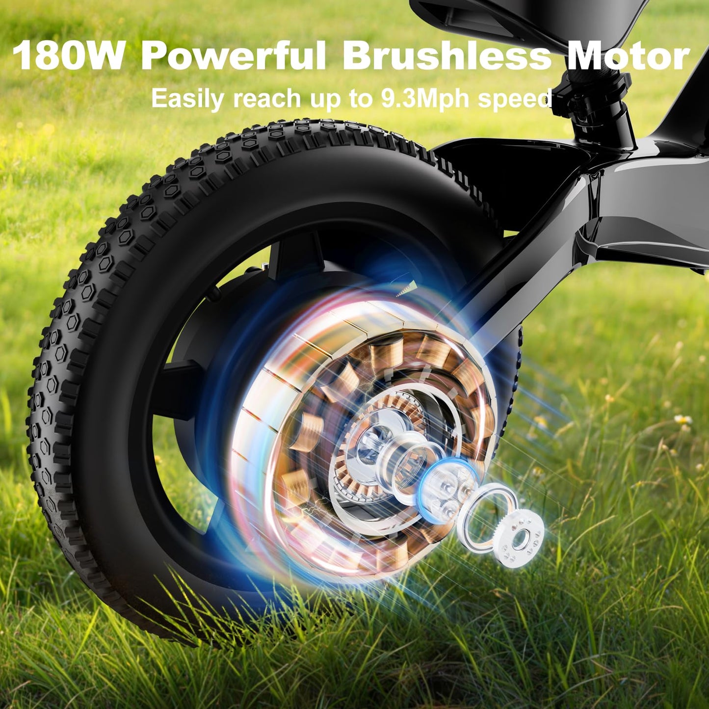 YunTopKids 24V Electric Balance Bike for Kids Ages 3-5, 12" Pneumatic Tires, Safe Kick-to-Start, 3 Speeds Up to 9.3 MPH, 180W Motor, LCD, Quick Charging, LED Lights (Black)