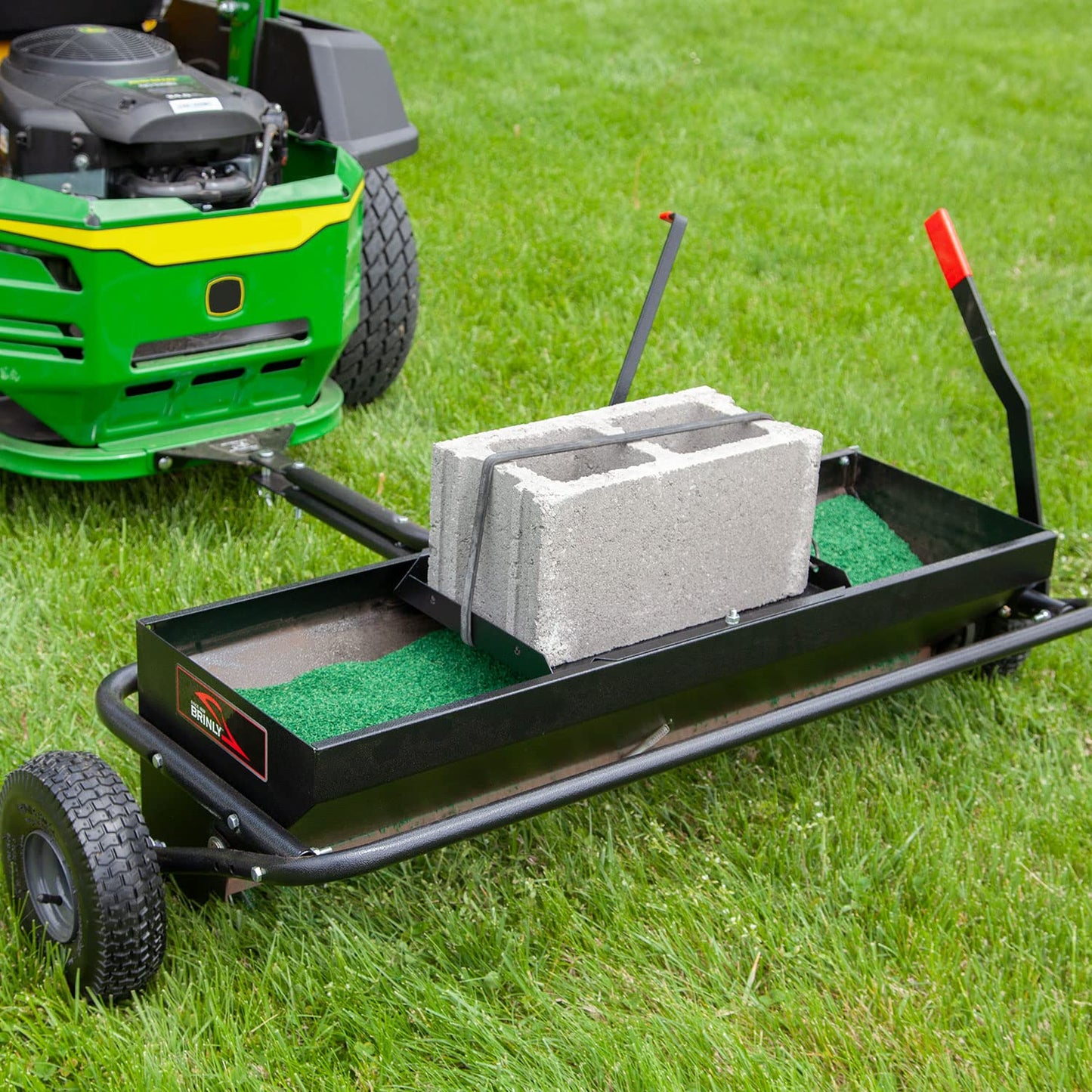 Brinly Tow Behind Combination Aerator Spreader with Weight Tray, 40-Inch, Flat Black