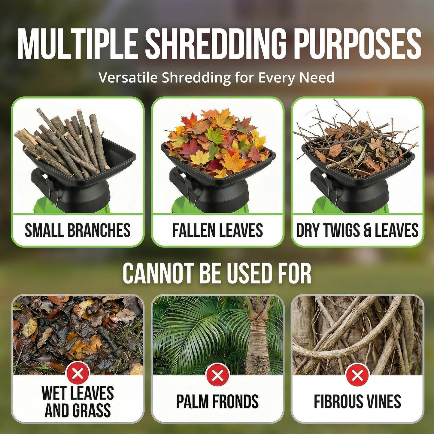 SWIPESMITH Wood Chipper, 15-Amp 1.8" Cutting Diameter Electric Wood Chipper & Shredder with 50L Collection Bag, Efficient Mulcher for Easy Clean up Ideal for Yard Waste and Branches