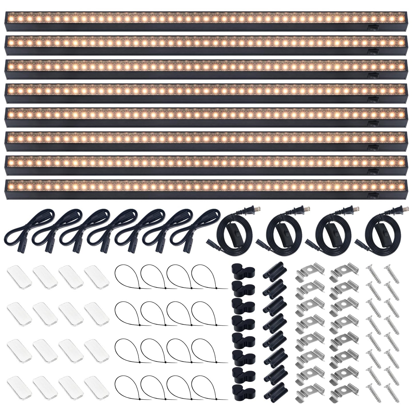 Barrina T5 Plant Grow Lights 80W Full Spectrum LED Strips 2FT Black Cover Yellow 8 Packs Model NF10