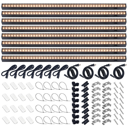 Barrina T5 Plant Grow Lights 80W Full Spectrum LED Strips 2FT Black Cover Yellow 8 Packs Model NF10