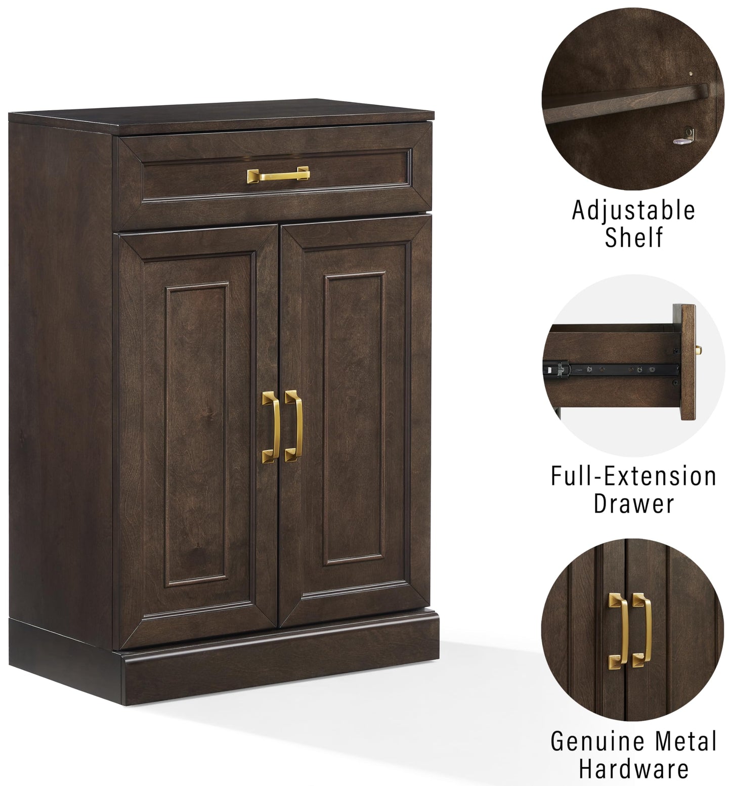 Crosley Furniture Stanton Pantry Storage Cabinet with Shelves, Kitchen, Dining, or Laundry Room, Coffee