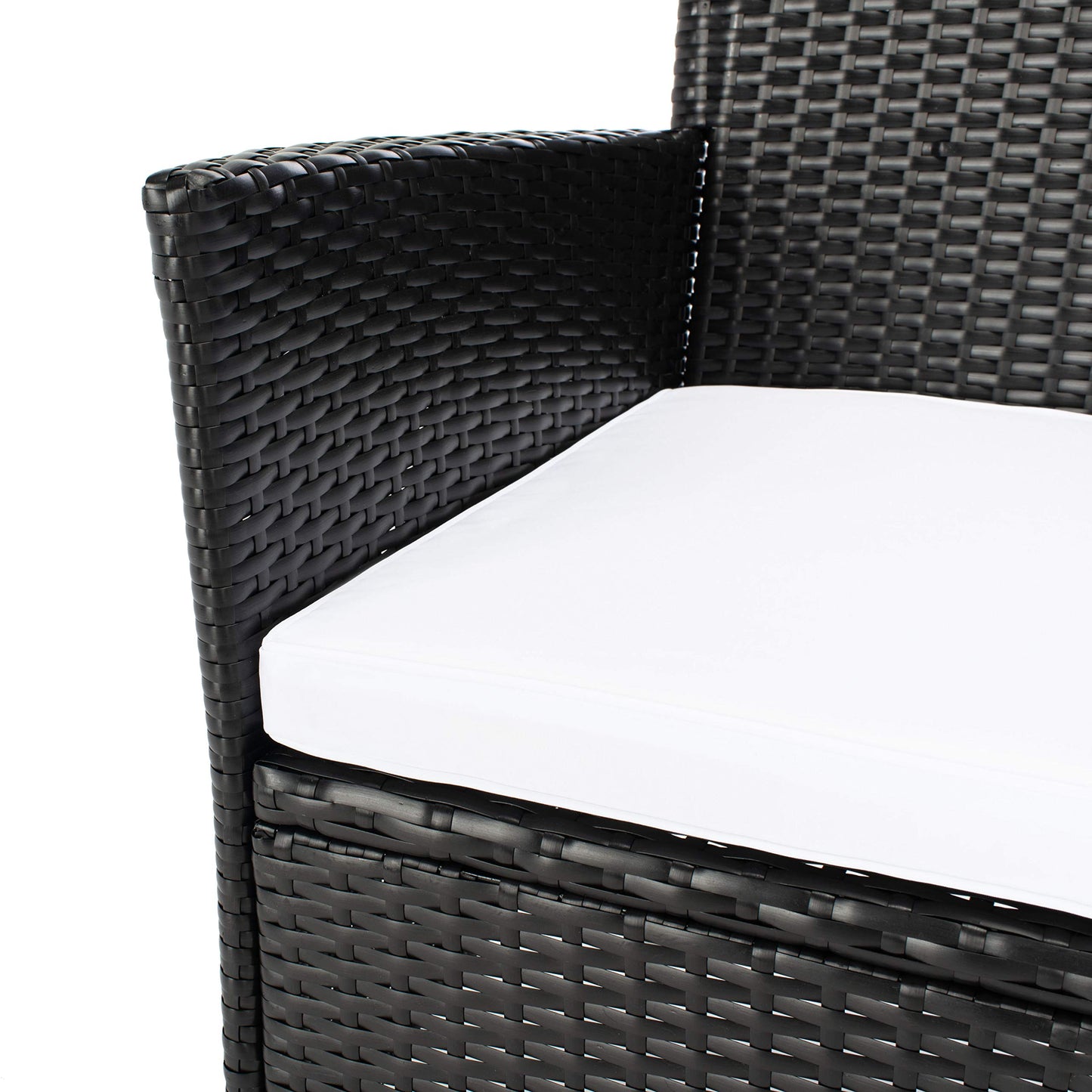SAFAVIEH Outdoor - Hailee 9-Piece Dining Set - Black & White Faux Wicker & Steel Frame - Eight Chairs and Glass-Top Table - Ideal for Patio, Deck, Porch, Backyard (PAT7704A)