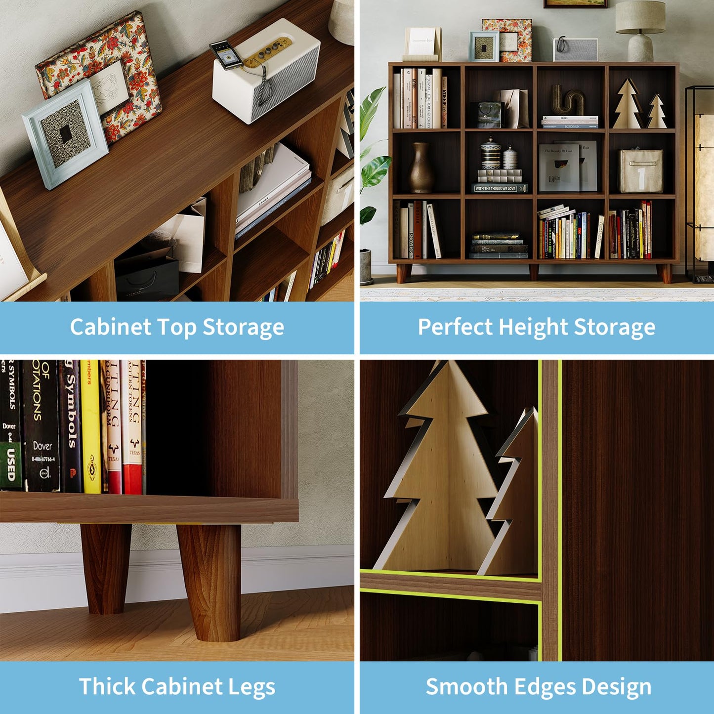 GarveeHome Cube Bookshelf, 12 Cube Storage Organizer Shelf, Freestanding Open Bookcase, Display Cabinet Organizer with Base, for Living Room, Bedroom, Home Office