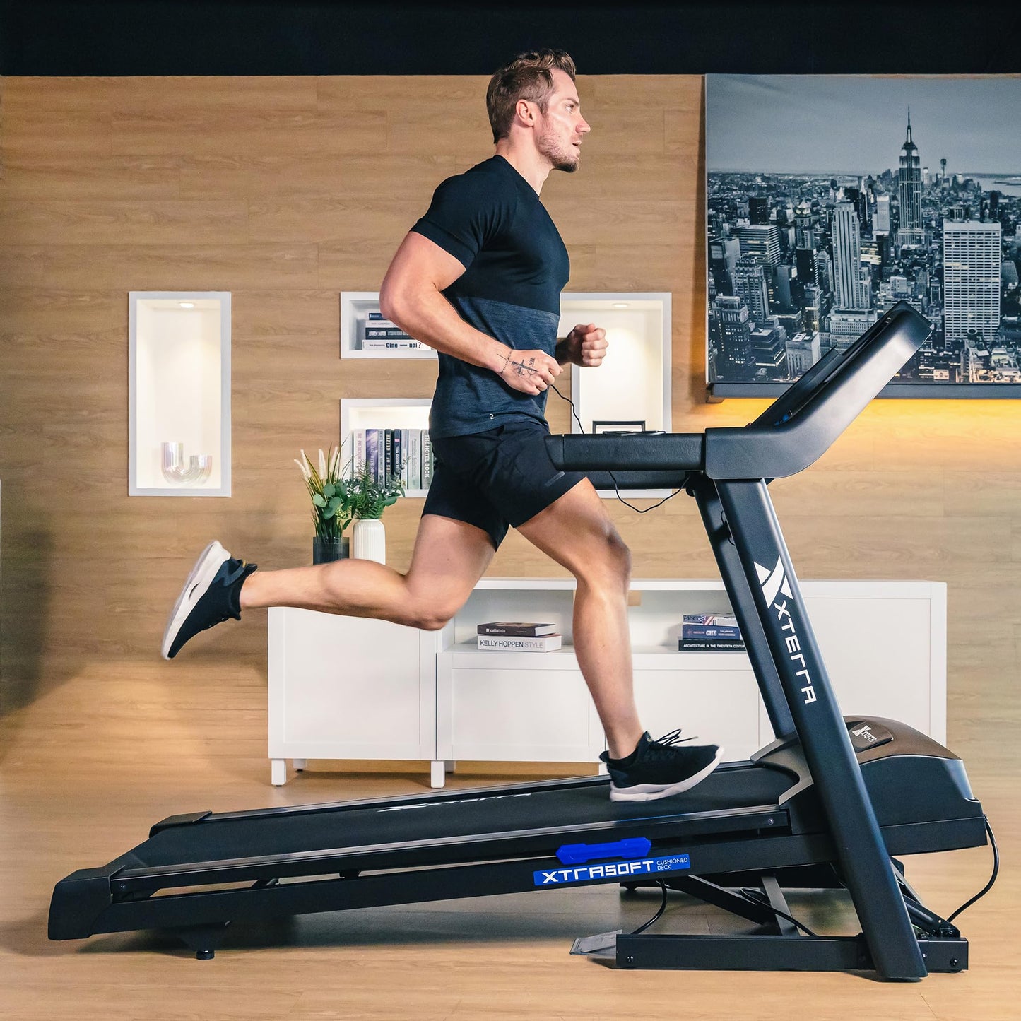 Xterra Fitness TR75 Sport Series Premium Folding Smart Treadmill, Handlebar Speed and Incline Controls, Large XTRASoft Cushioned Running Deck, Built-in FTMS-Enabled Bluetooth with XF Connect Fitness