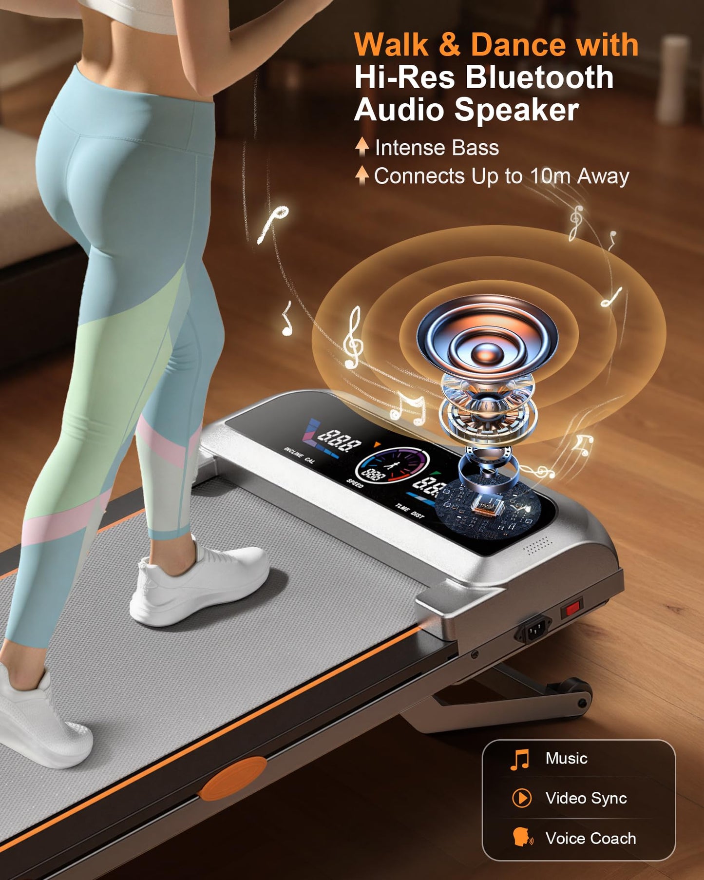 Walking Pad with 15% 12-Level Auto Incline & Handle Bar, 450 lbs Capacity UI Screen, Rayspace 3.5HP Quiet Under Desk Treadmill, Speaker, APP & Remote Control, Treadmills for Home Hiking
