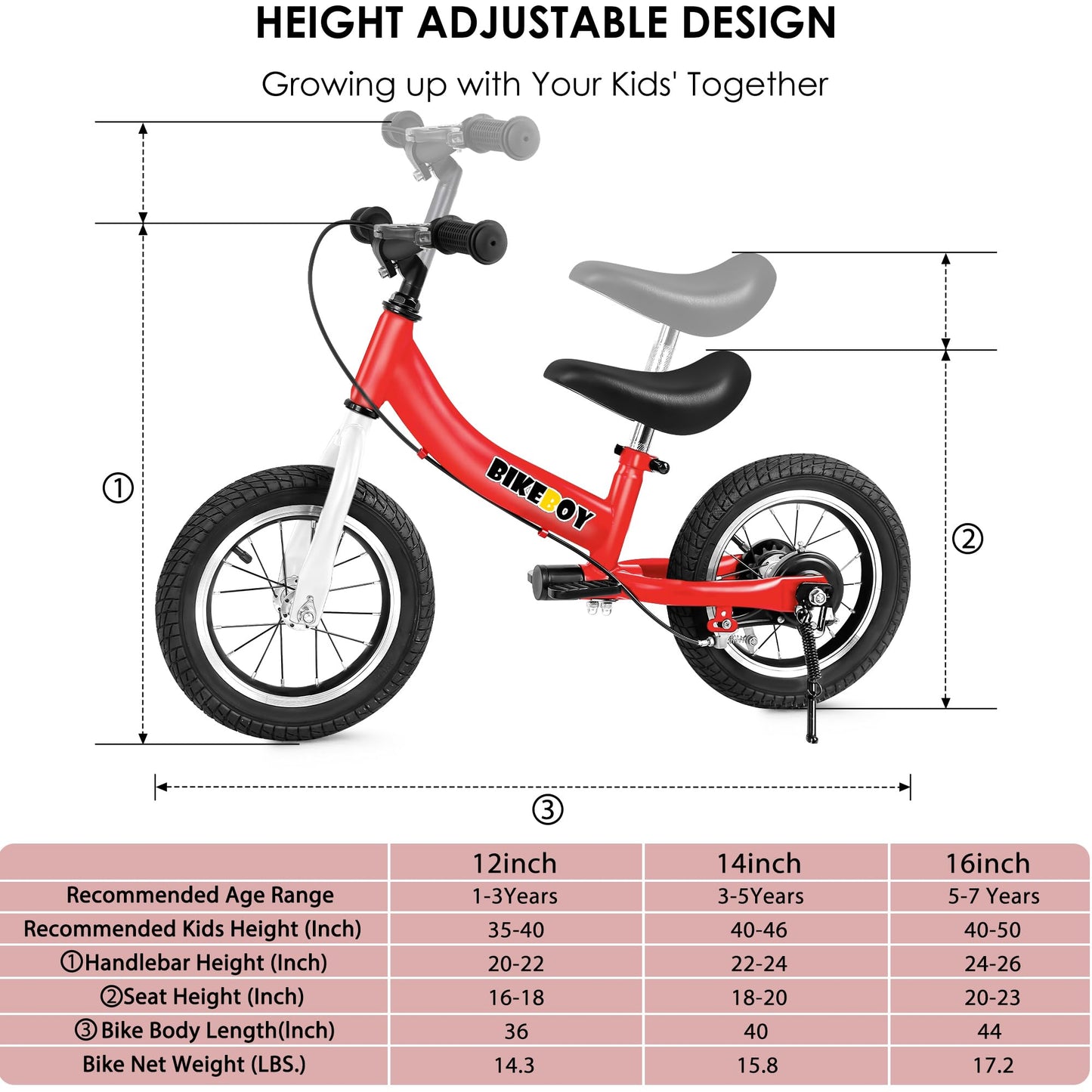 Balance Bike 3 in 1,The Dual Use of a Kids Balance Bike and Toddler Bike, for 2 3 4 5 6 7 Years Old -12 14 16 Inches with Training Theory, Brake, Pedal