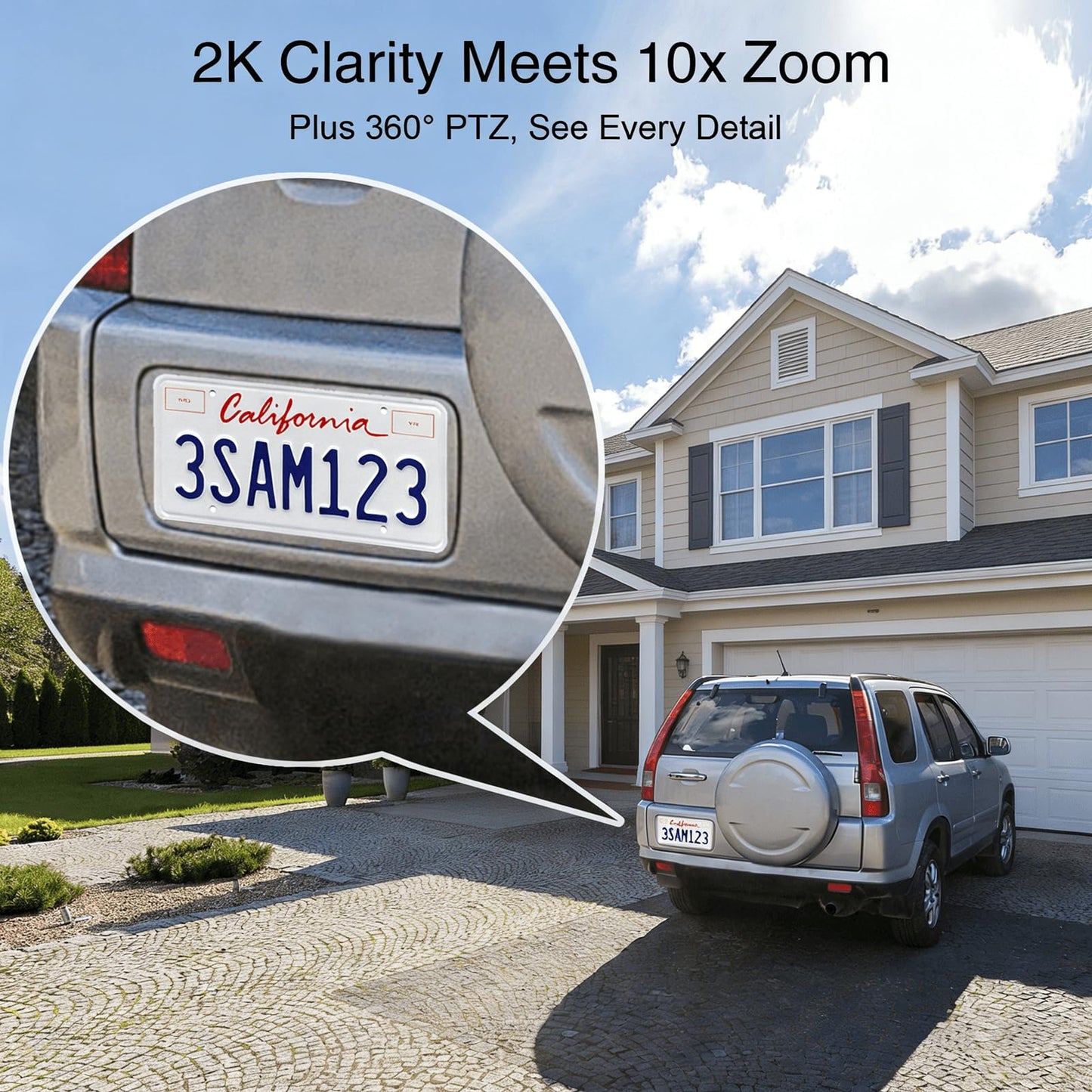 PTZ Security Camera System Outdoor with 10" HD Monitor, Pre-Installed 1TB HDD for 24/7 Recording No Monthly Fee, 4X 2K Dual-Lens Cameras with 10X Zoom, 10CH Expandable WiFi NVR, 2.4G/5G