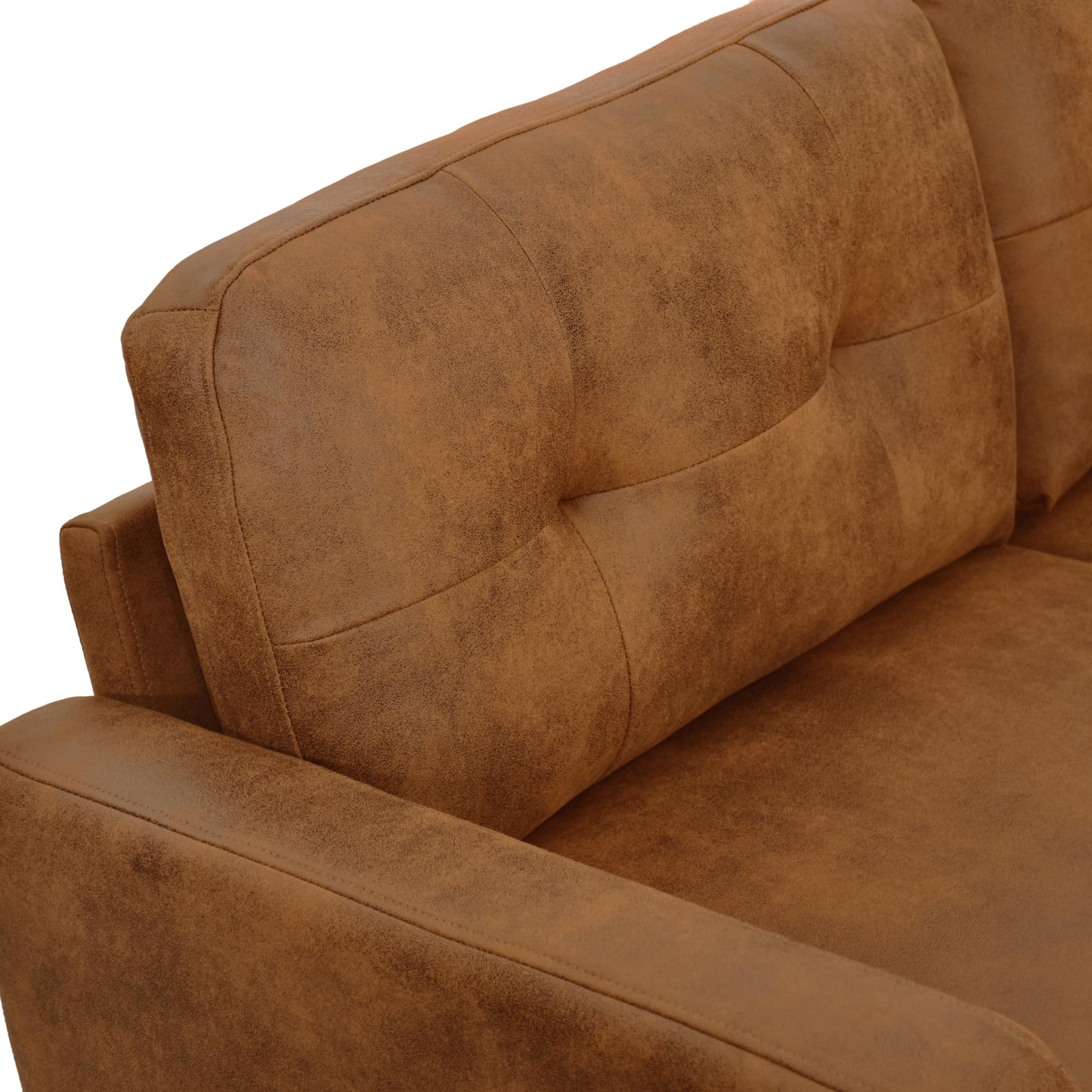 Ball & Cast 65" Loveseat Sofa,Mid Century Modern Love Seat Couches for Living Room,Button Tufted Upholstered Small Couch with Solid Wood Legs for Bedroom,Apartment,Office,Fabric,Light Brown