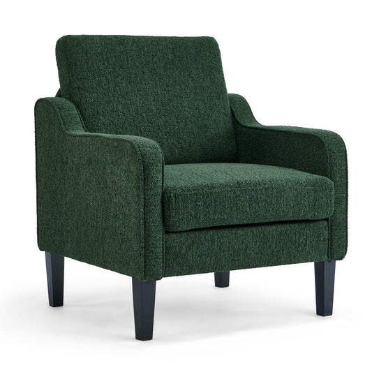 VINGLI Accent Chair for Living Room Chairs Reading Chair for Bedroom Chair Scooped Arm Chair Mid Century Modern Accent Chairs Upholstered Comfy Chair for Apartment, Waiting Room (1, Dark Green)