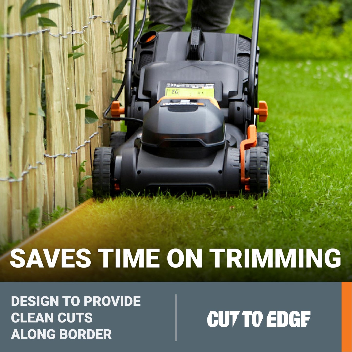 WORX 17" Cordless Lawn Mower, 2 in 1 Electric Mower Cuts Quietly, Compact & Lightweight Push Lawn Mower with 7-Position Height Adjustment for Small Yards, 2 Batteries & Charger Included, WG743