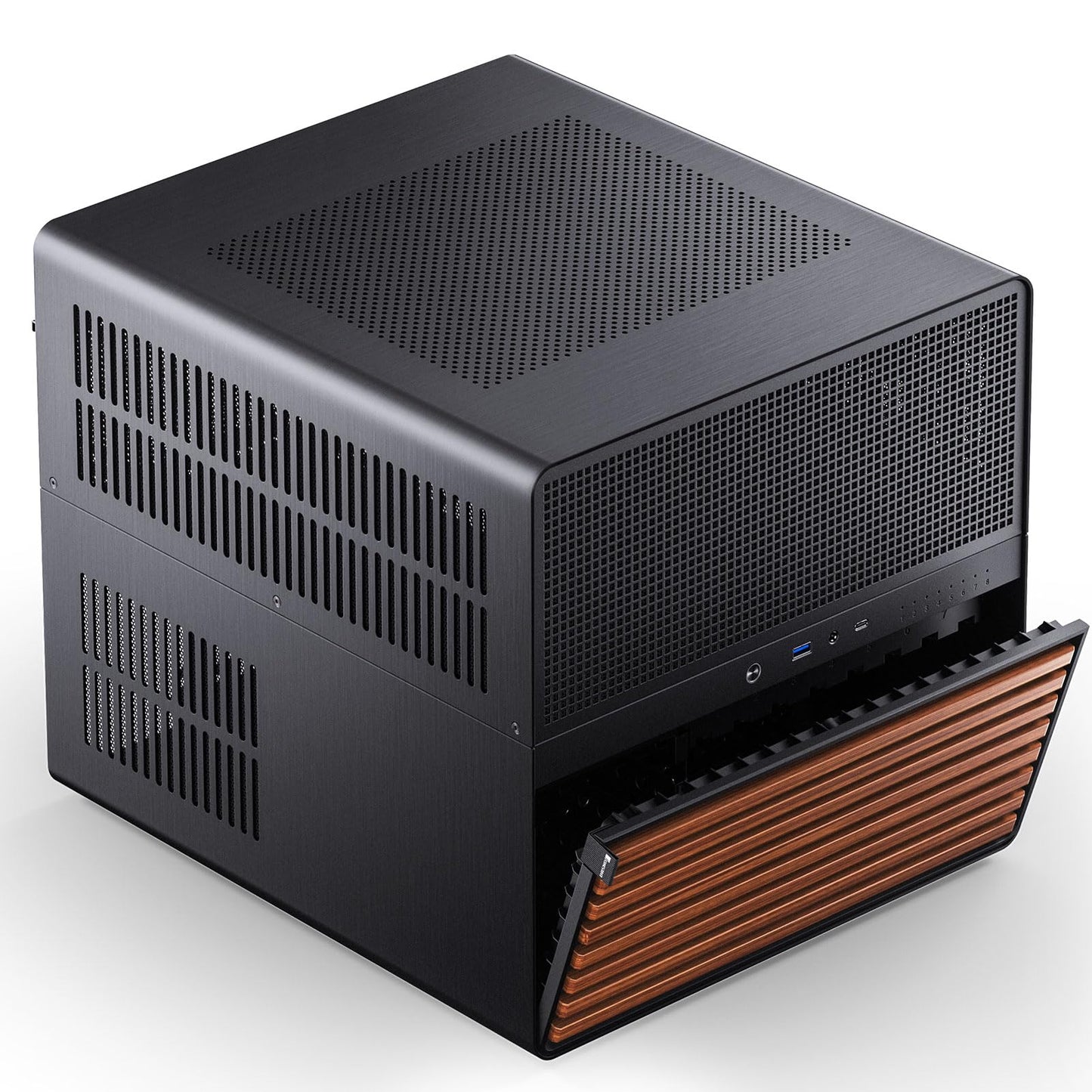 JONSBO N5 NAS Pc Case, E-ATX,12HDD+4SSD Drive Bay GPU HP Host, Supports Max. 4 GPU,E-A.TX(330mm) MB/ATX PSU Supports, with 3 Fans Built-in, 8 Slots PCI, Solid Wood Veneer Computer Case,Home Server